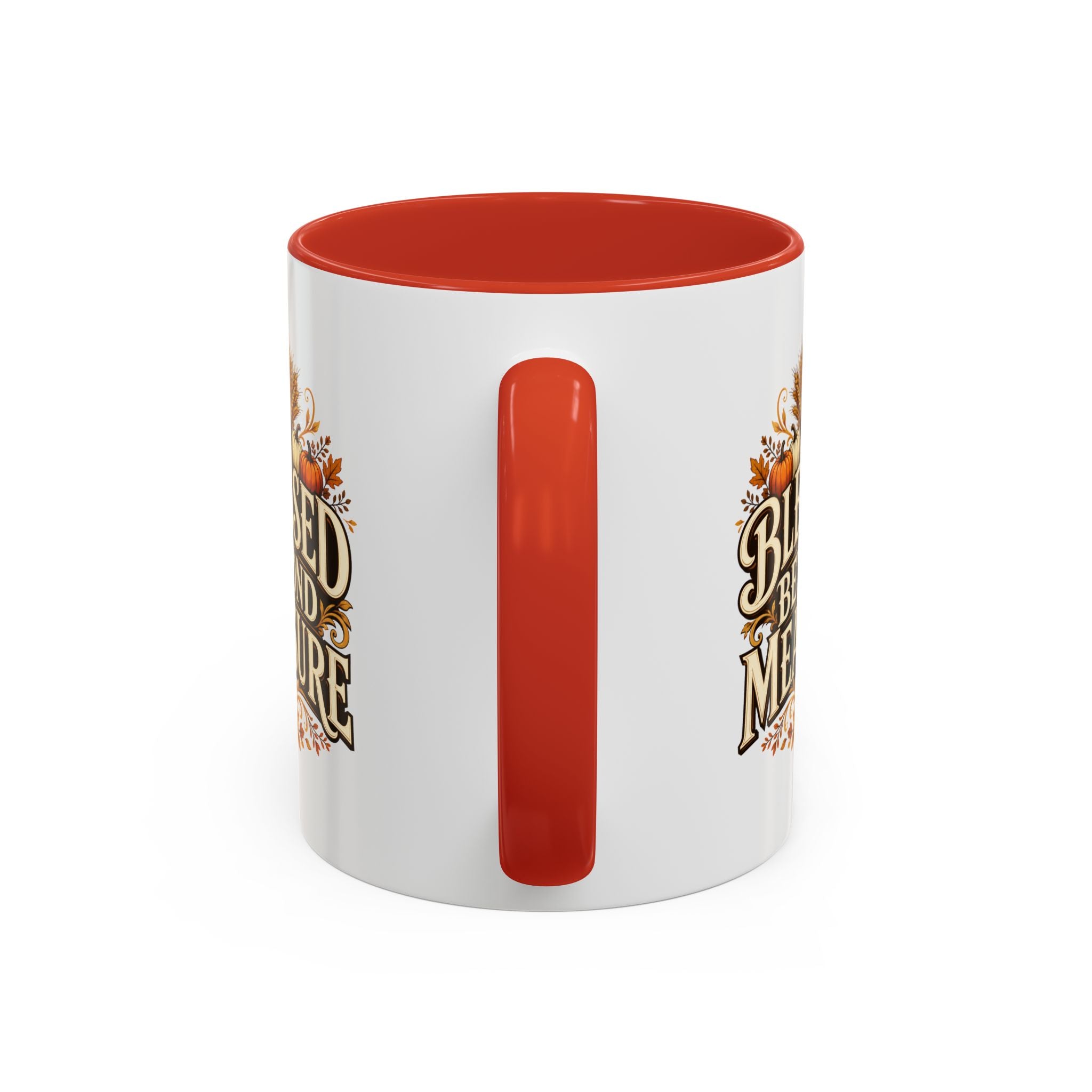 Thanksgiving Mug Blessed Beyond Measure Accent Coffee Mug — Fall Pumpkin & Wheat Autumn Faith Mug