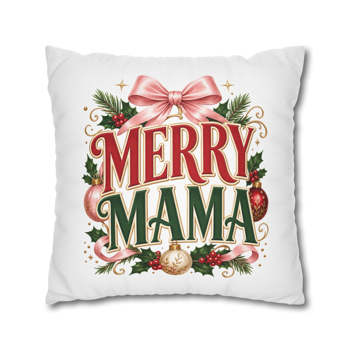 Merry Mama Christmas Pillowcase — Festive Holiday Decorative Pillow Cover
