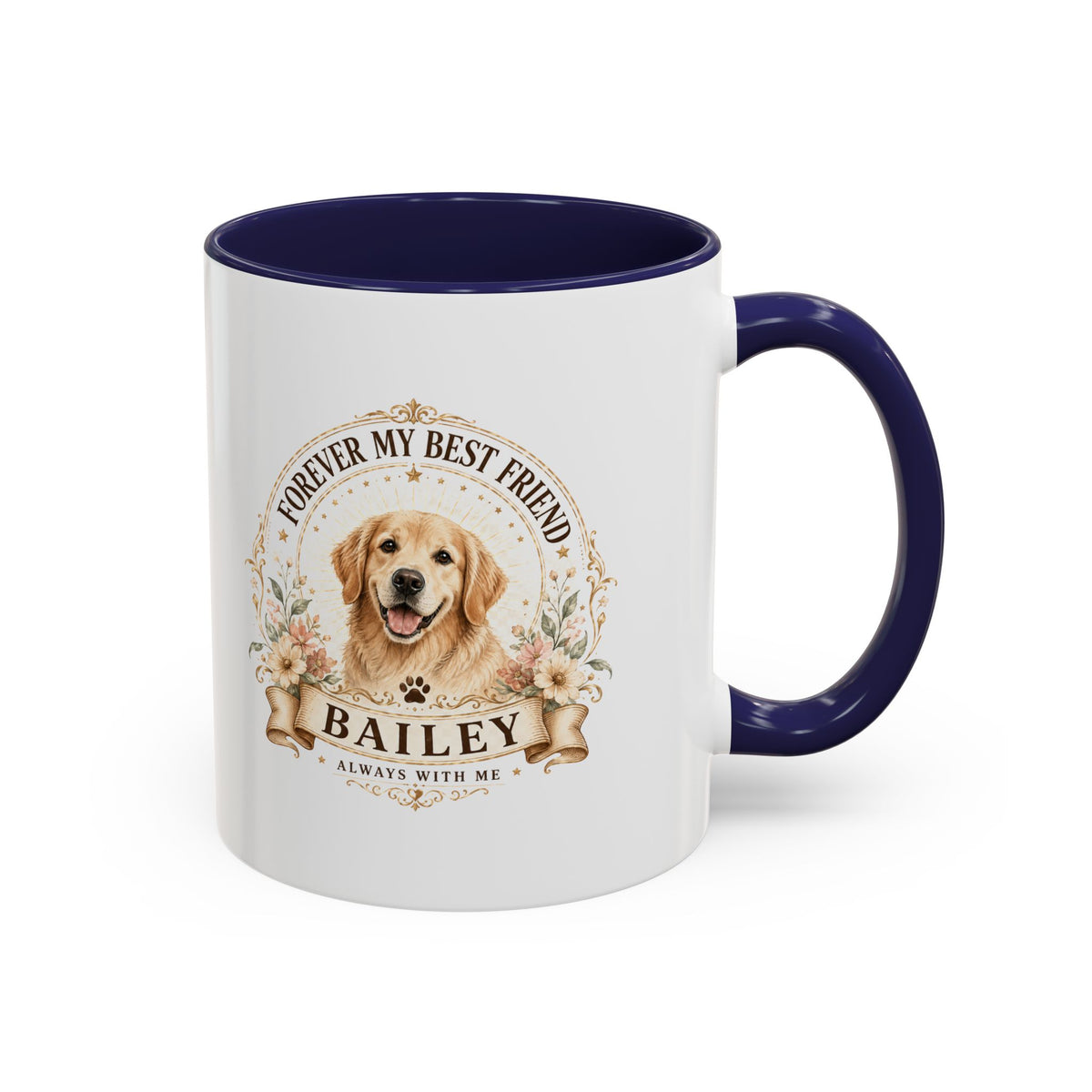 Milo Bailey Dog Dad Mom Golden Retriever Coffee Mug — “Forever My Best Friend” Personalized Dog Mug (Bailey)