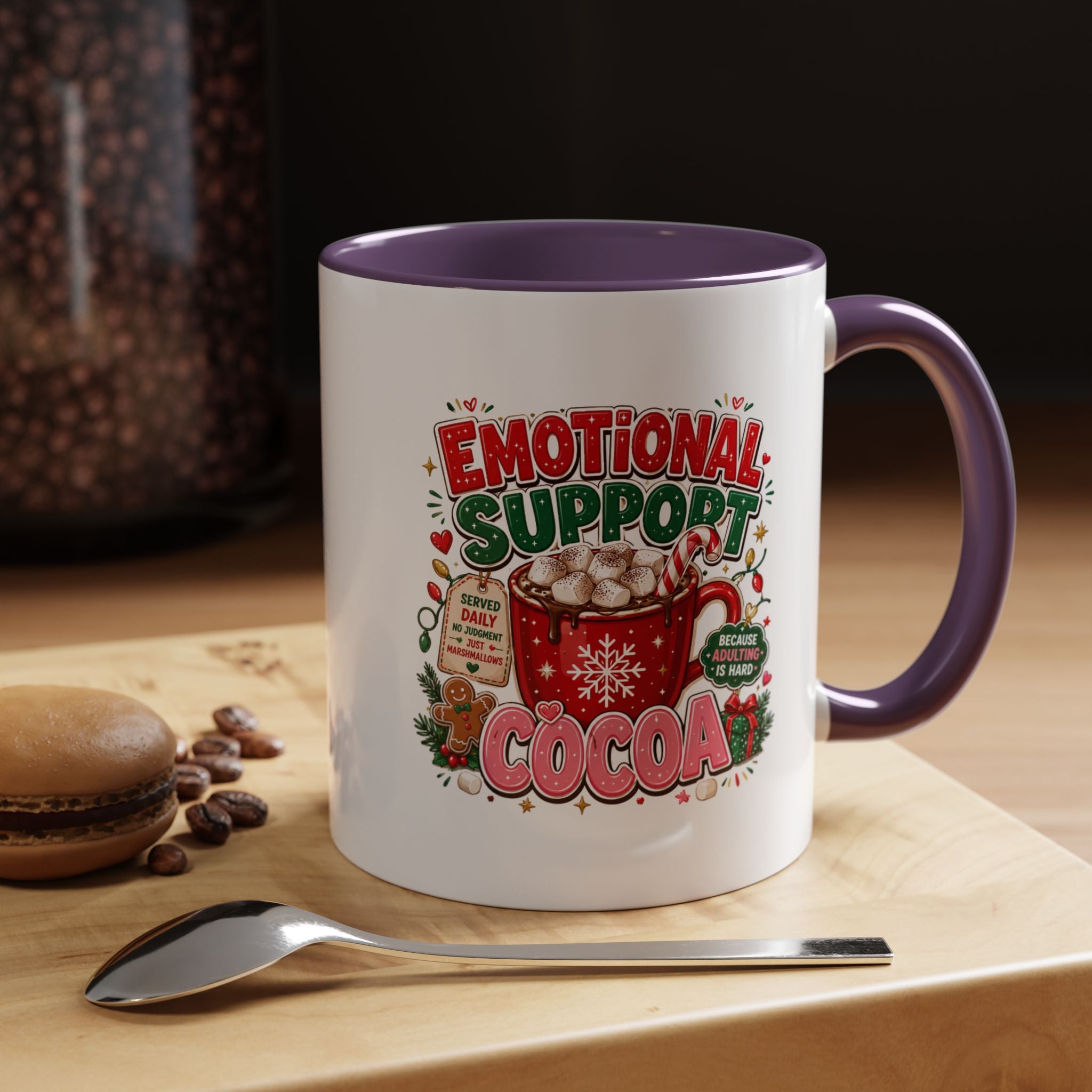 Modern Day Christmas  Emotional Support Cocoa Mug — Festive Hot Chocolate Christmas Coffee Cup (11/15oz)