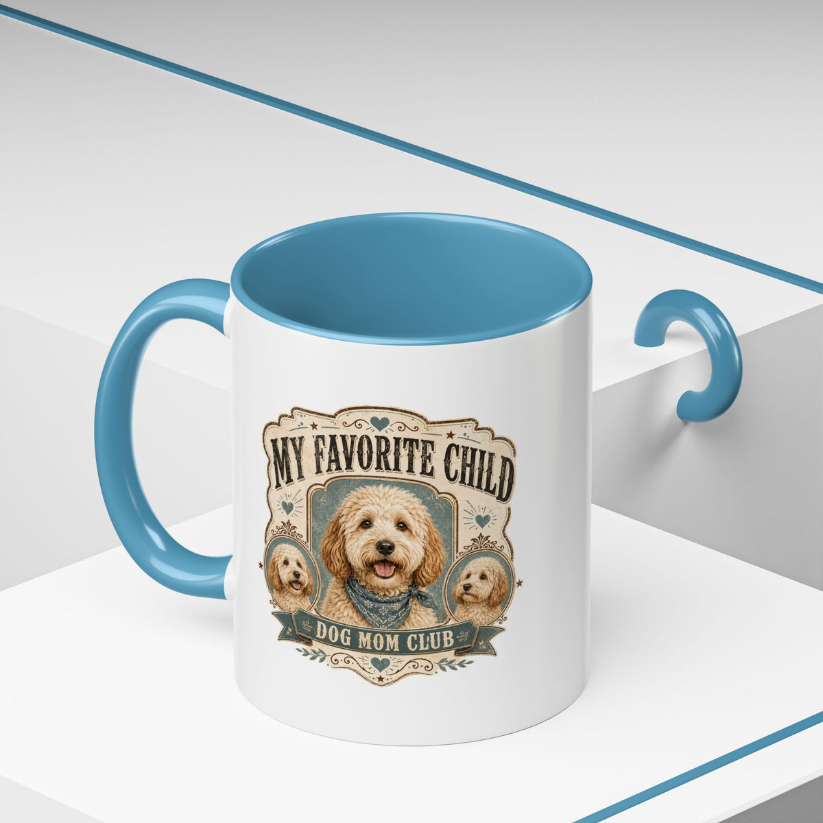 Milo Bailey Dog Dad Mom My Favorite Child Dog Mom Club Accent Coffee Mug – Cute Doodle Dog Mother's Day Gift