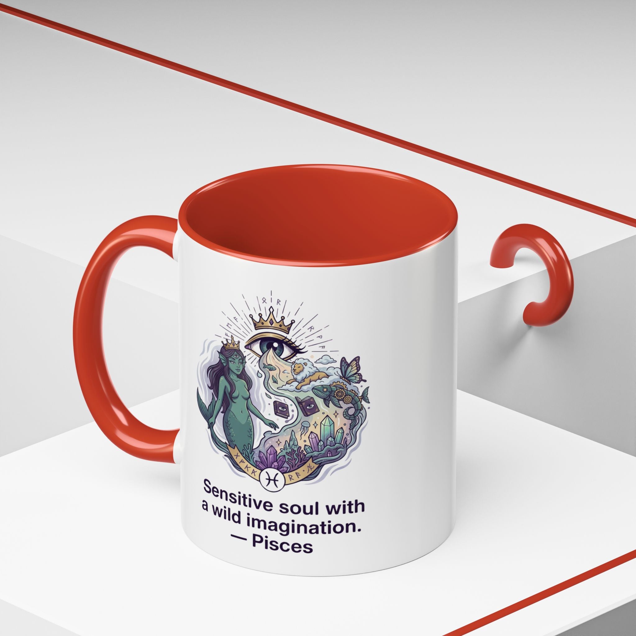 Pisces Coffee Mug — "Sensitive soul with a wild imagination" Astrological Zodiac Accent Mug