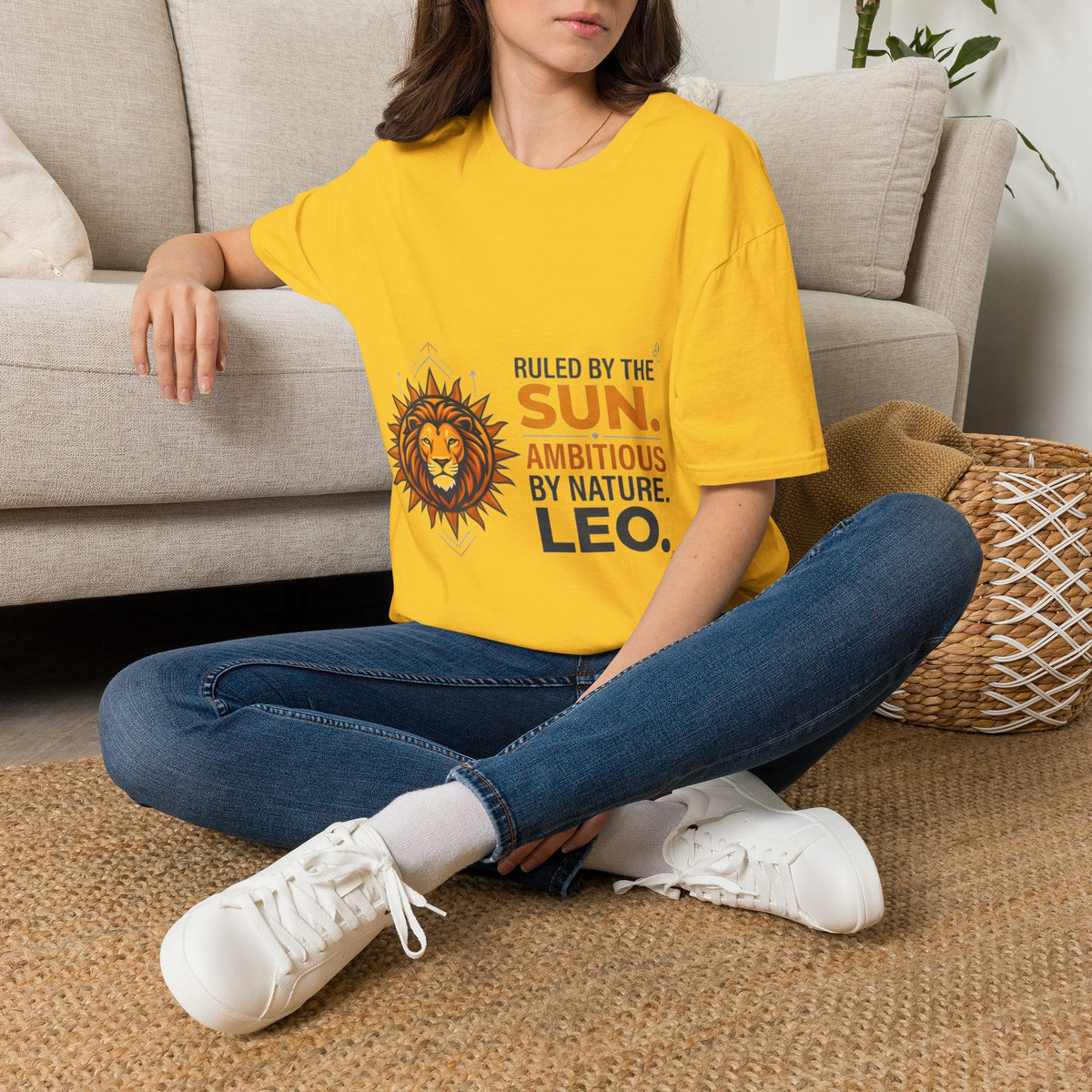 Leo Zodiac T-Shirt — "Ruled by the Sun. Ambitious by Nature. LEO."