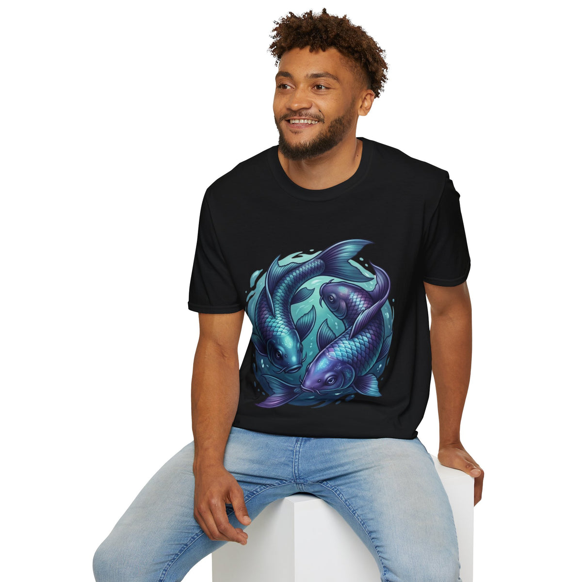 Pisces Zodiac Koi Fish Tee — Yin Yang Aquatic Graphic T-Shirt