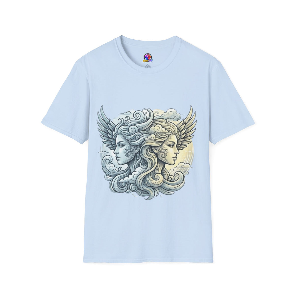 Mythic Moon & Sun Faces T-Shirt — Celestial Duality Graphic Tee