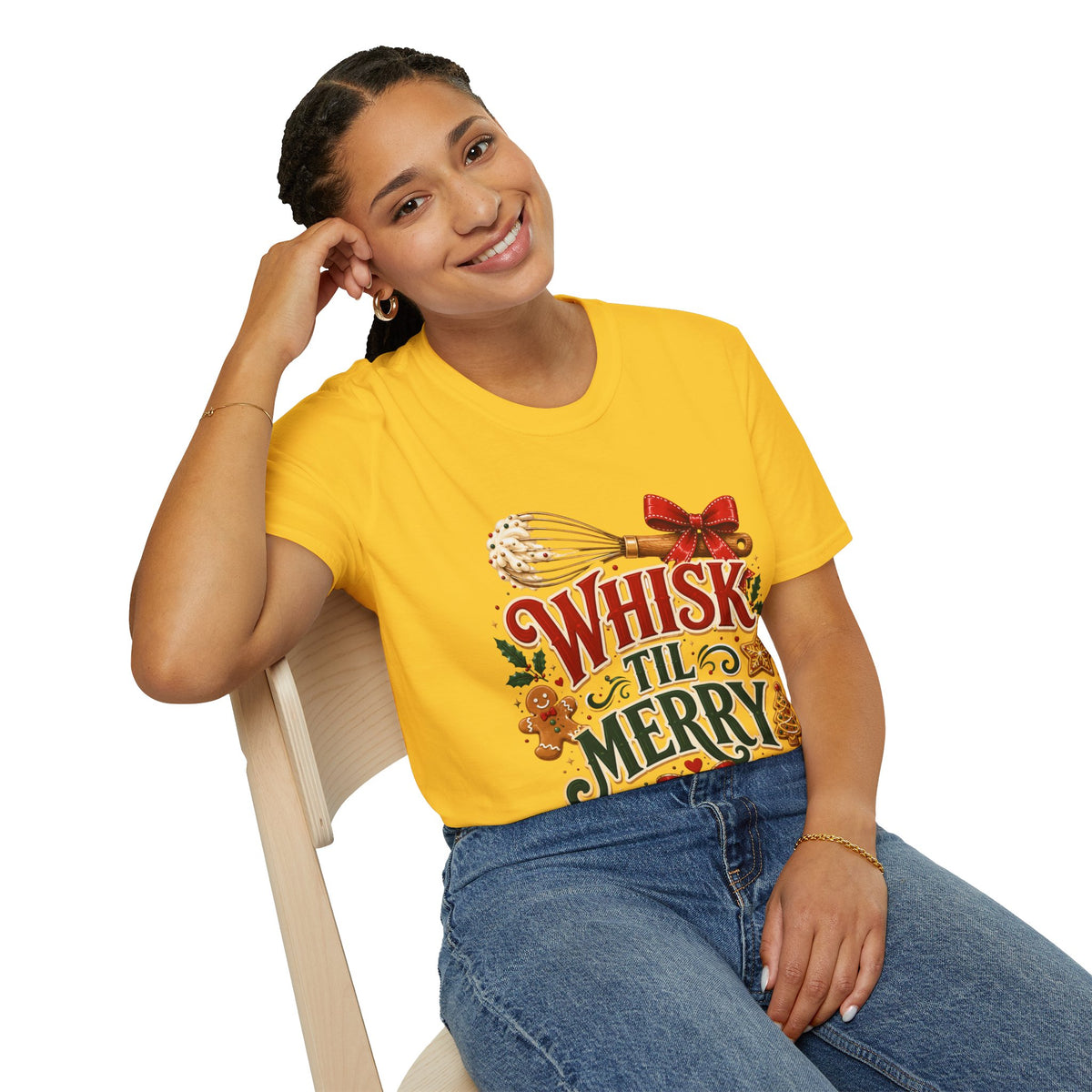 Christmas Baking T-Shirt — "Whisk 'Til Merry" Holiday Tee