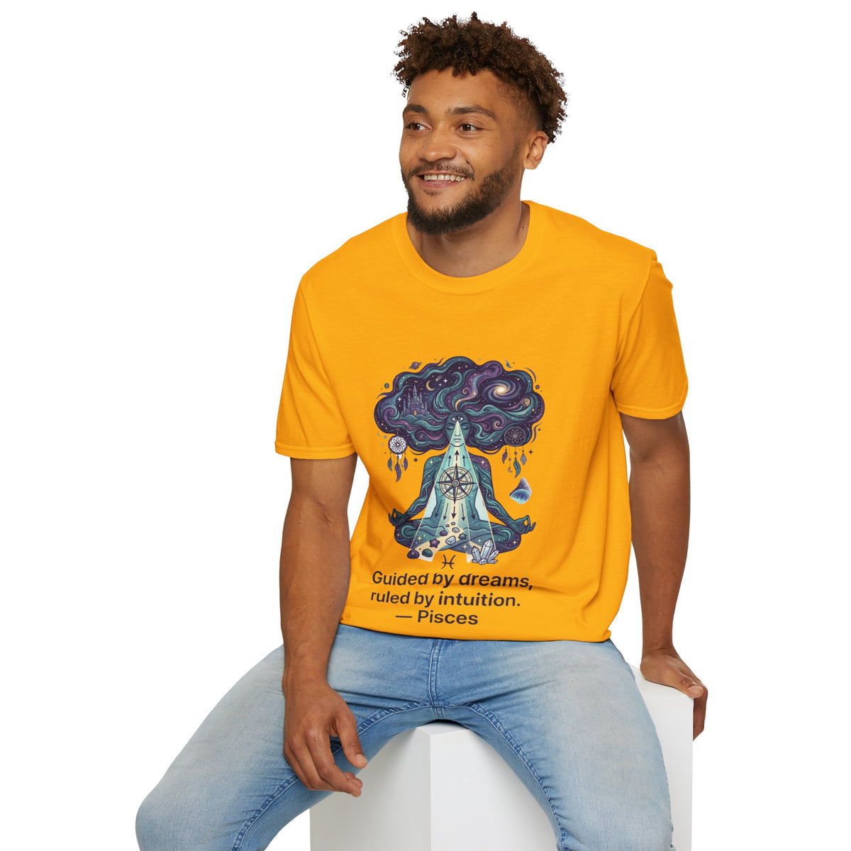 Dreamy Meditation T-Shirt — 'Guided by dreams, ruled by intuition' Spiritual Art Tee