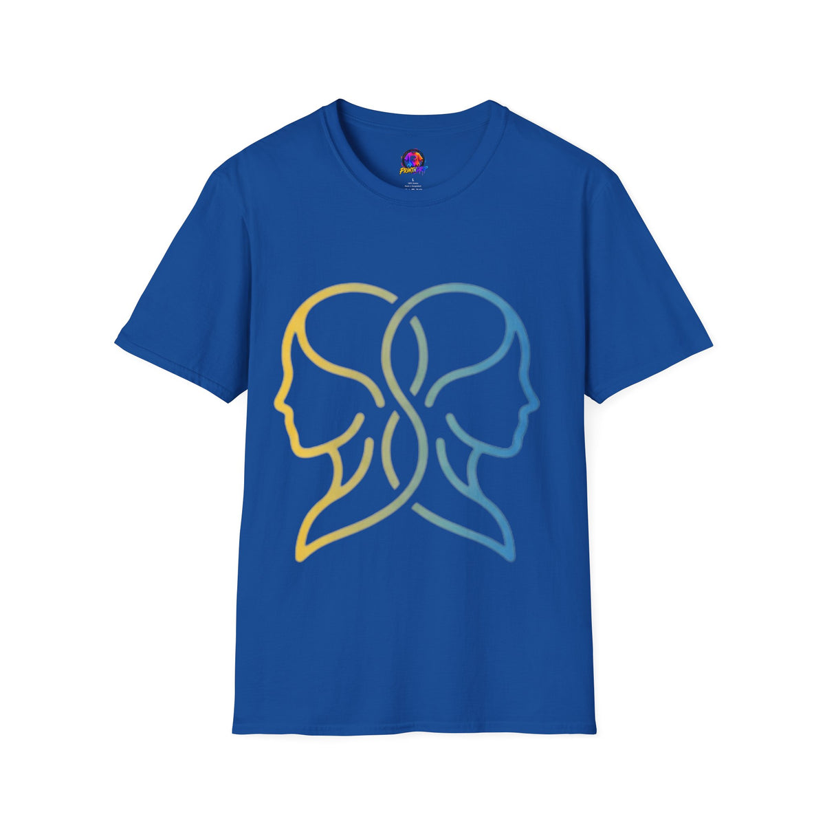 Twin Profile Line Art T‑Shirt — Gradient Sisterhood Outline Tee