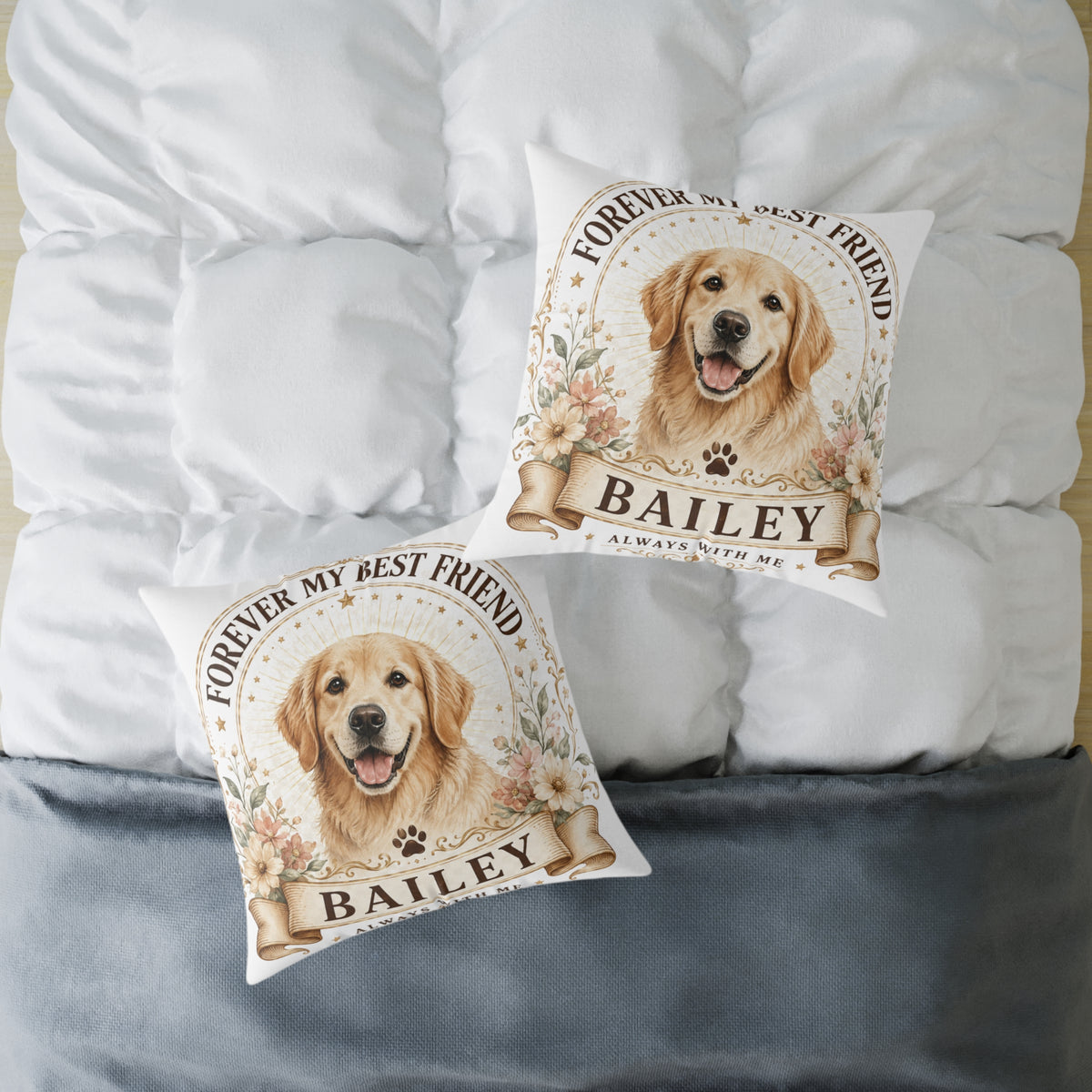Personalized Dog Pillow Milo Bailey Dog Dad Mom – "Forever My Best Friend" Custom Pet Name Cushion