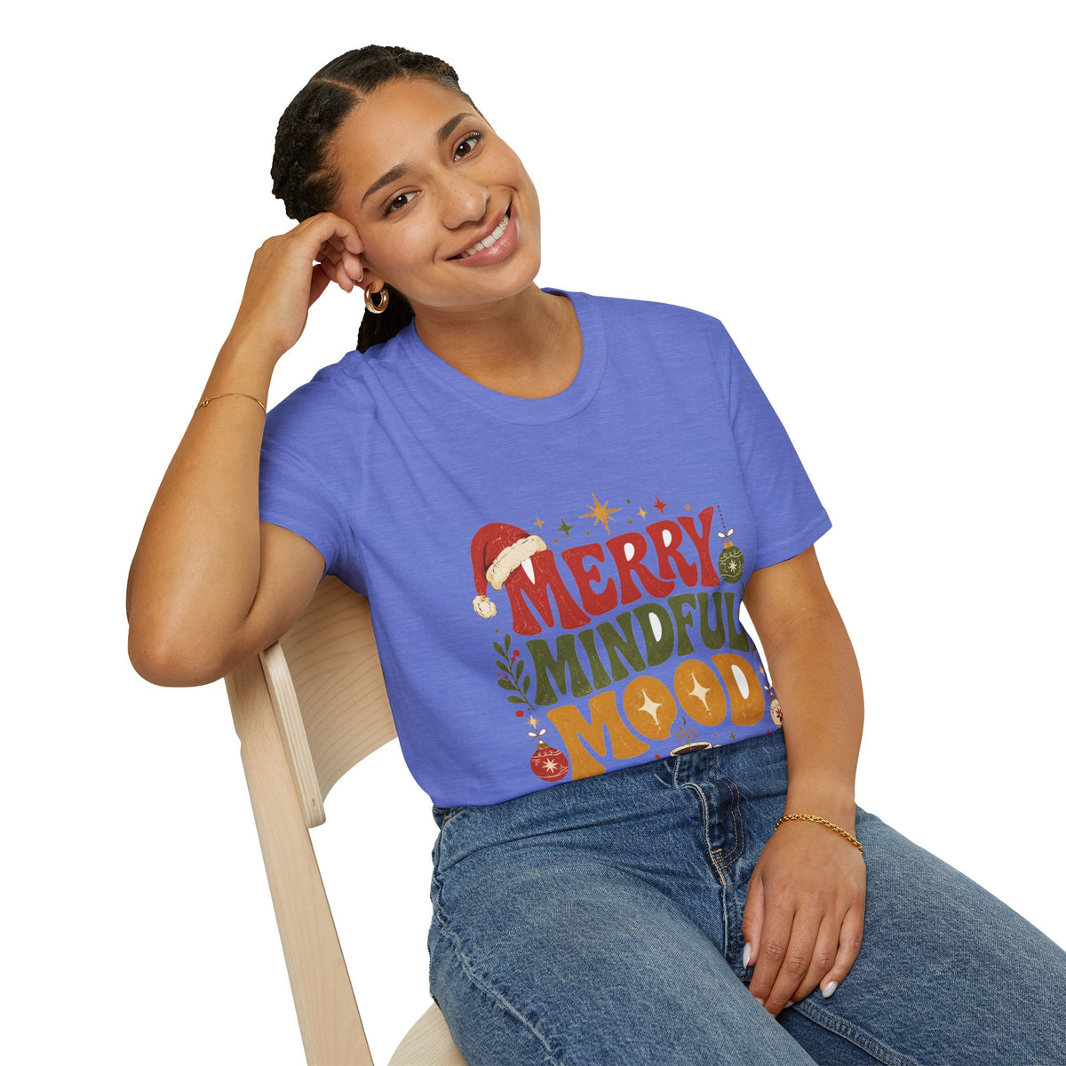 Merry Mindful Mood T-Shirt — Cozy Holiday Christmas Graphic Tee