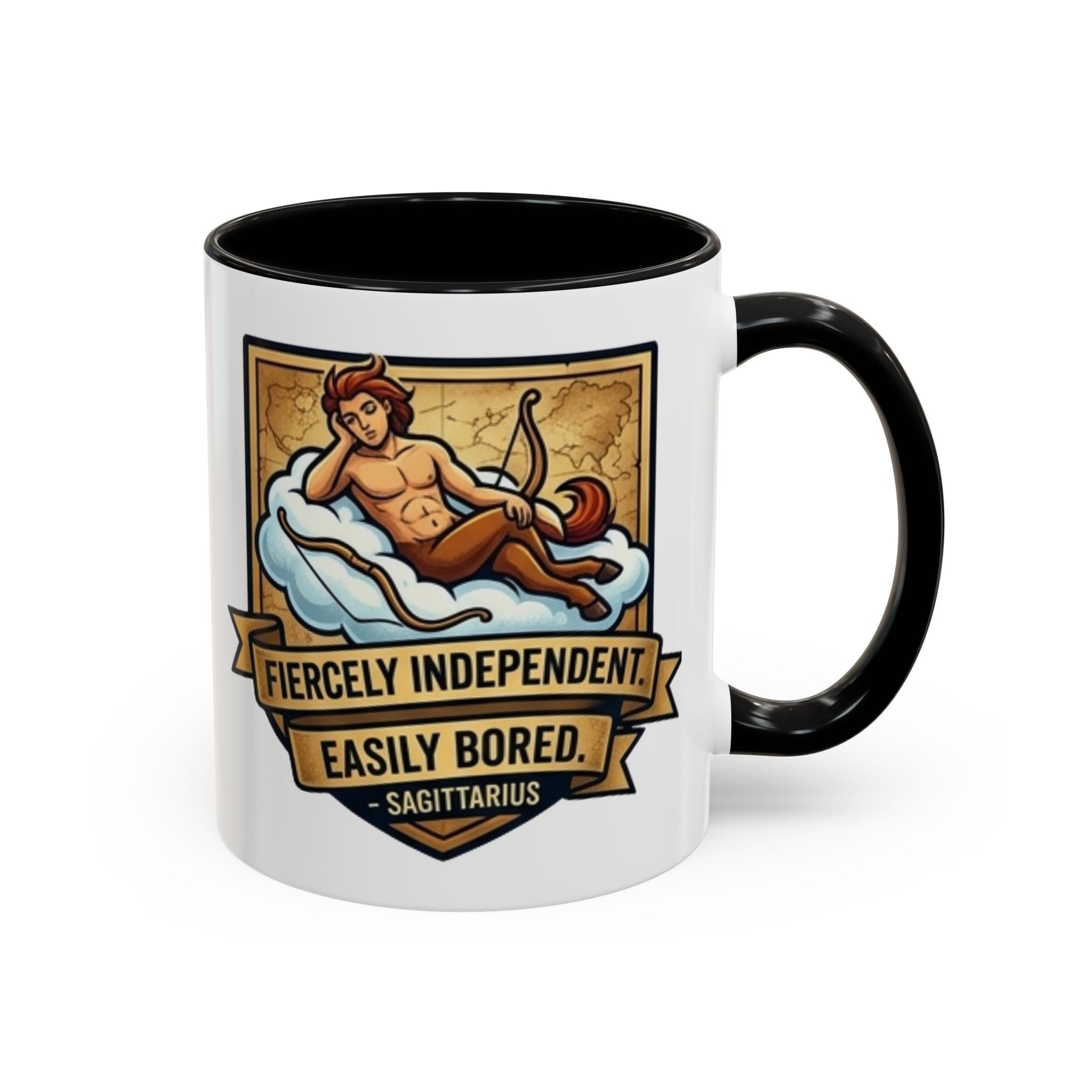 Sagittarius Coffee Mug — "Fiercely Independent, Easily Bored" Zodiac Accent Mug (11/15 oz)