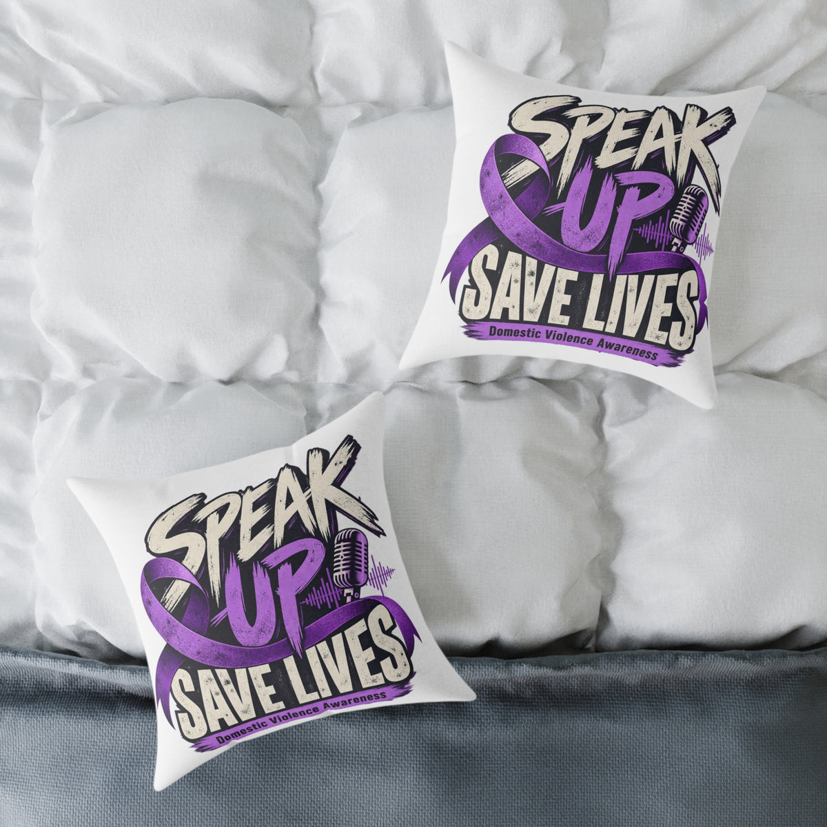 Speak Up — Domestic Violence Awareness Square Pillow