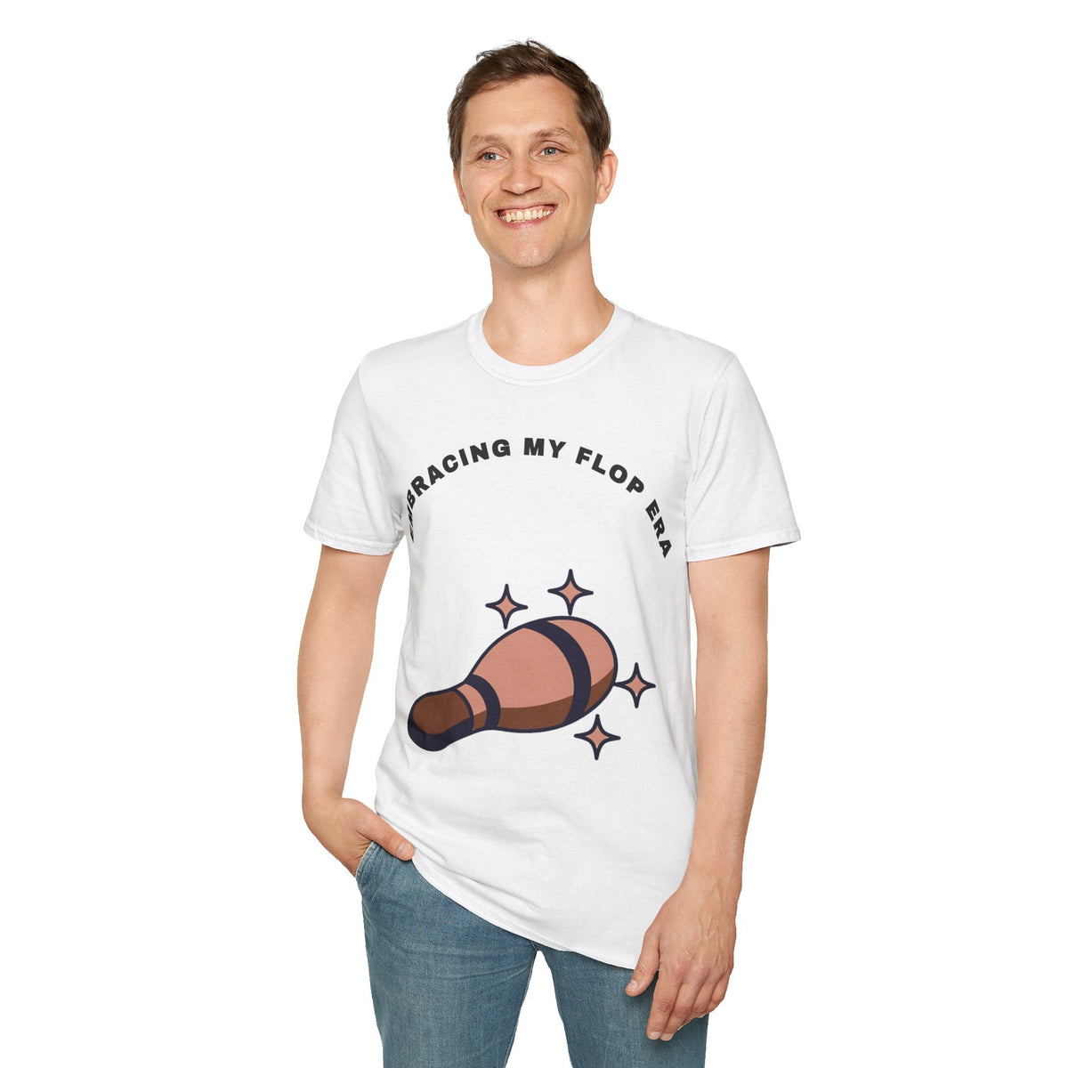 T-Shirt — "Embracing My Flop Era" Funny Self-Love Graphic Tee (Bowling Pin Design) - Trending Now - September 2026