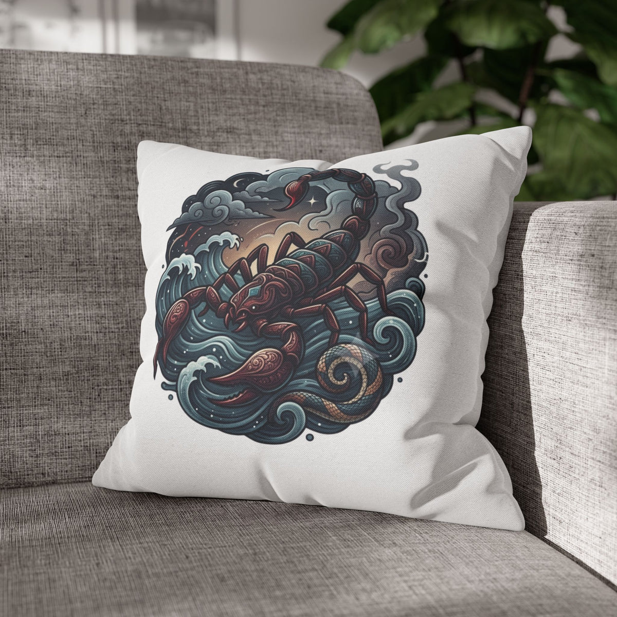Scorpion Wave Decorative Pillowcase — Zodiac Scorpio Throw Pillow Cover