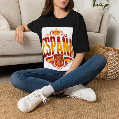 Spain Crown Graphic T-Shirt — Spanish Flag Vintage Crest Tee