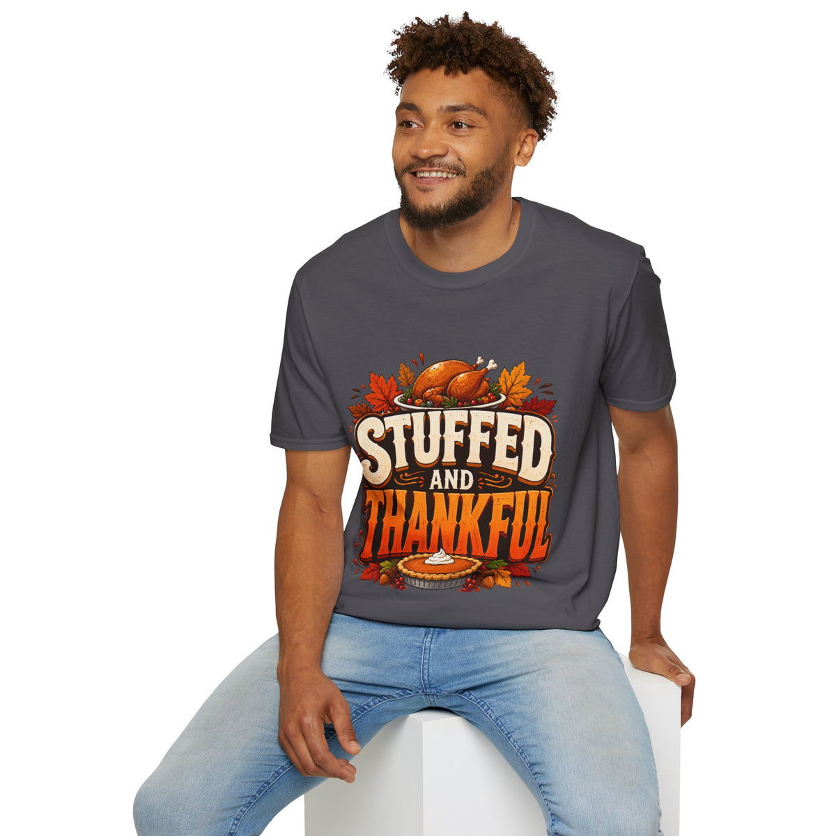 Thanksgiving T-Shirt — "Stuffed and Thankful" Turkey Design