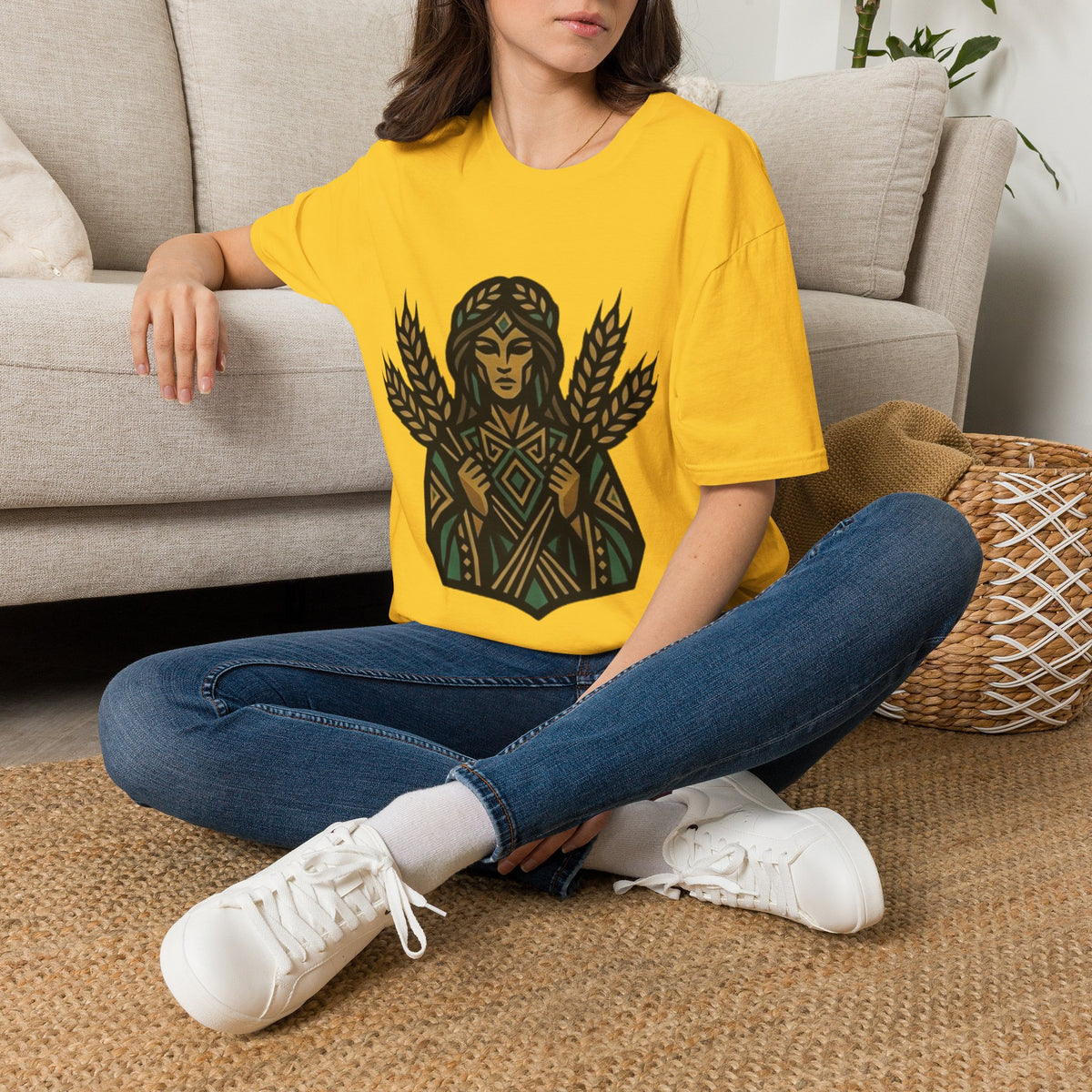 Virgo Zodiac Harvest Goddess T-Shirt — Wheat Maiden Graphic Tee