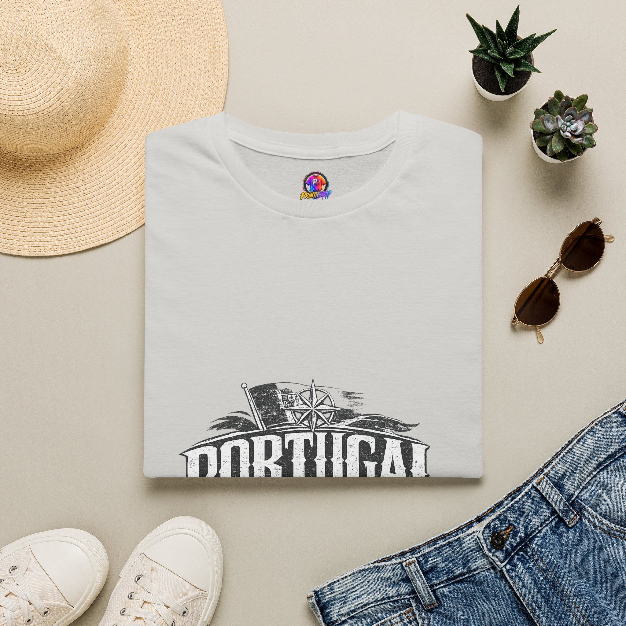 Portugal Vintage Compass T-Shirt — Nautical Travel Souvenir