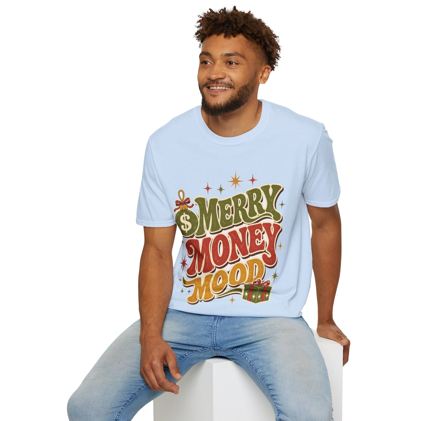 Merry Money Mood T‑Shirt — Retro Holiday Graphic Tee