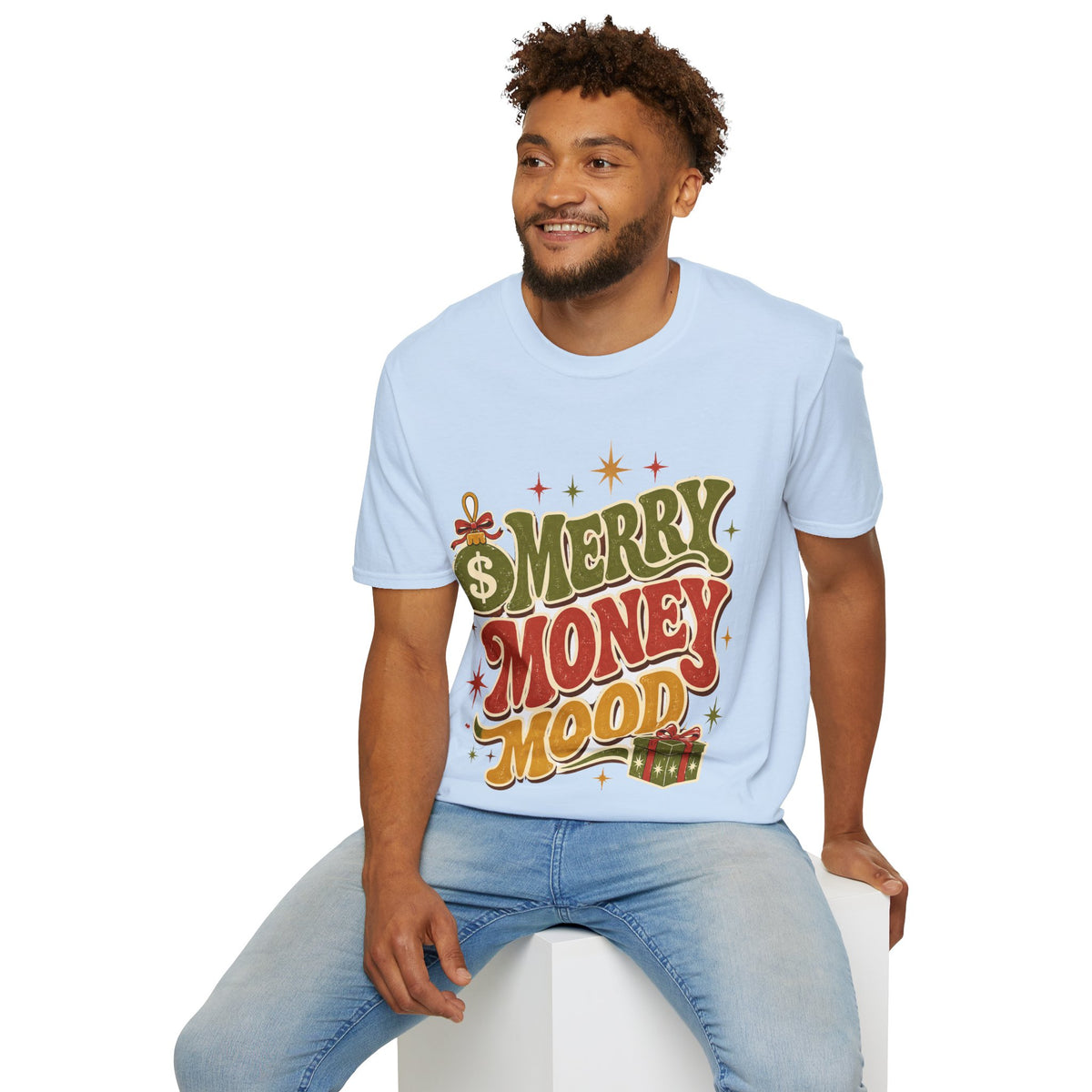 Merry Money Mood T‑Shirt — Retro Holiday Graphic Tee