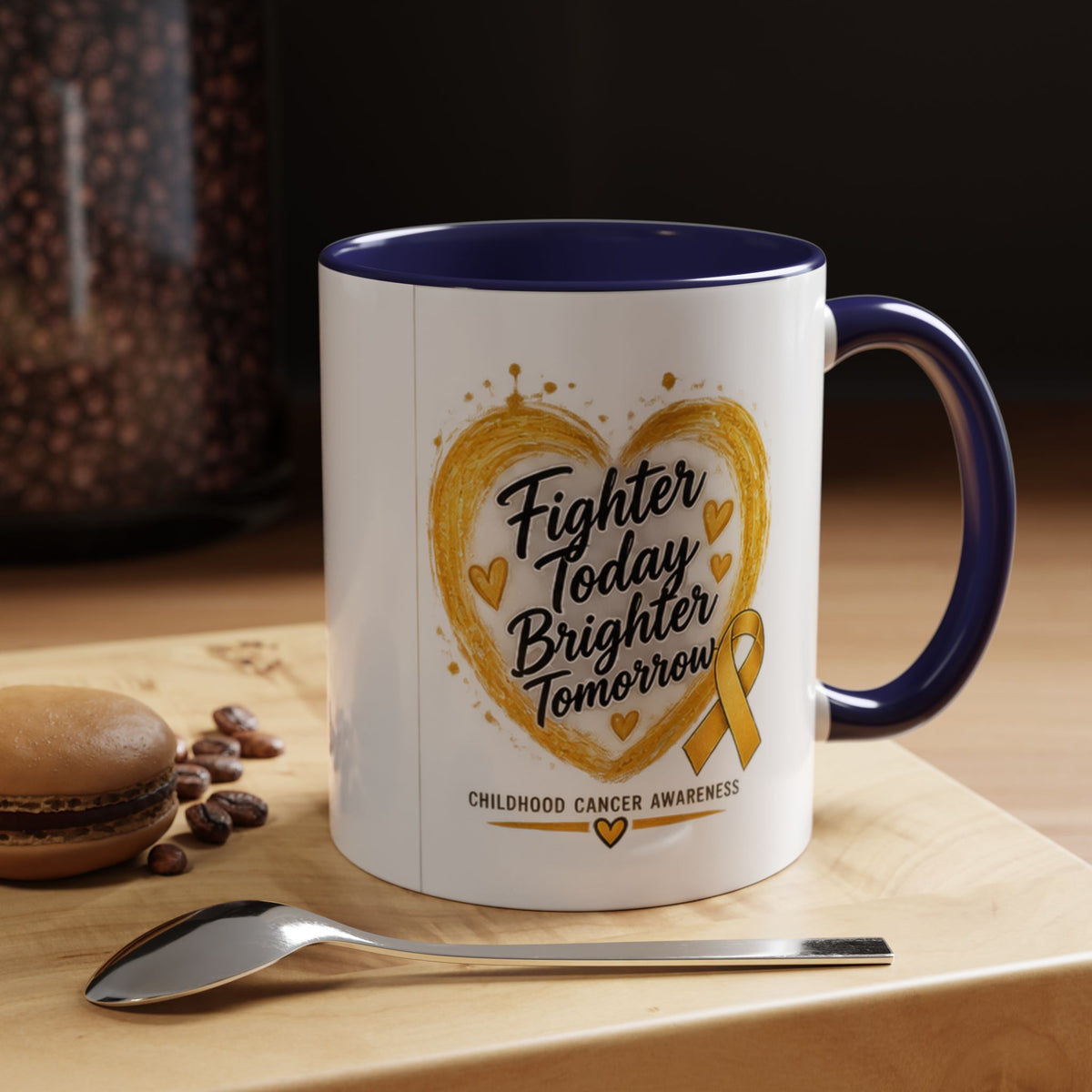 Childhood Cancer Awareness Coffee Mug – "Fighter Today Brighter Tomorrow" (Accent 11/15oz)