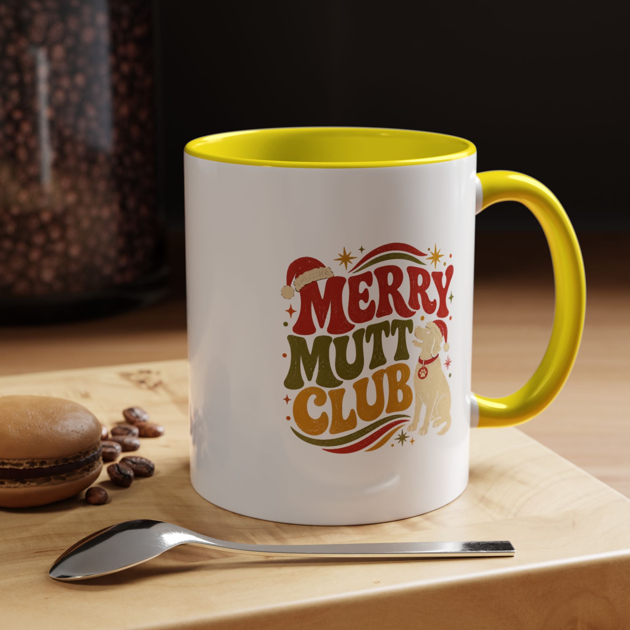 Modern Day Christmas Merry Mutt Club Accent Coffee Mug — Festive Dog Lover Holiday Gift