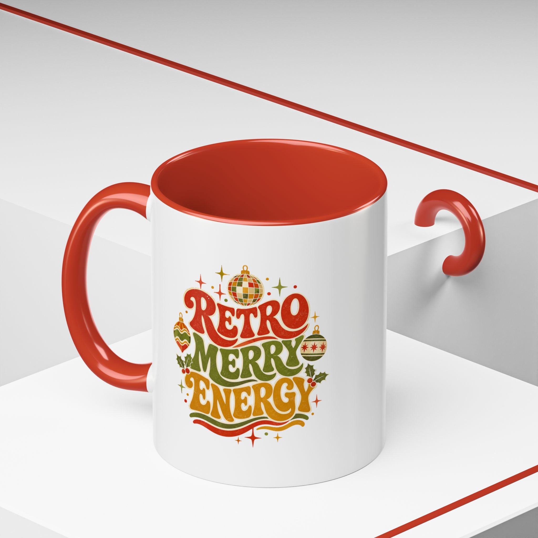 Modern Day Christmas Retro Merry Energy Coffee Mug — Festive 70s Holiday Design