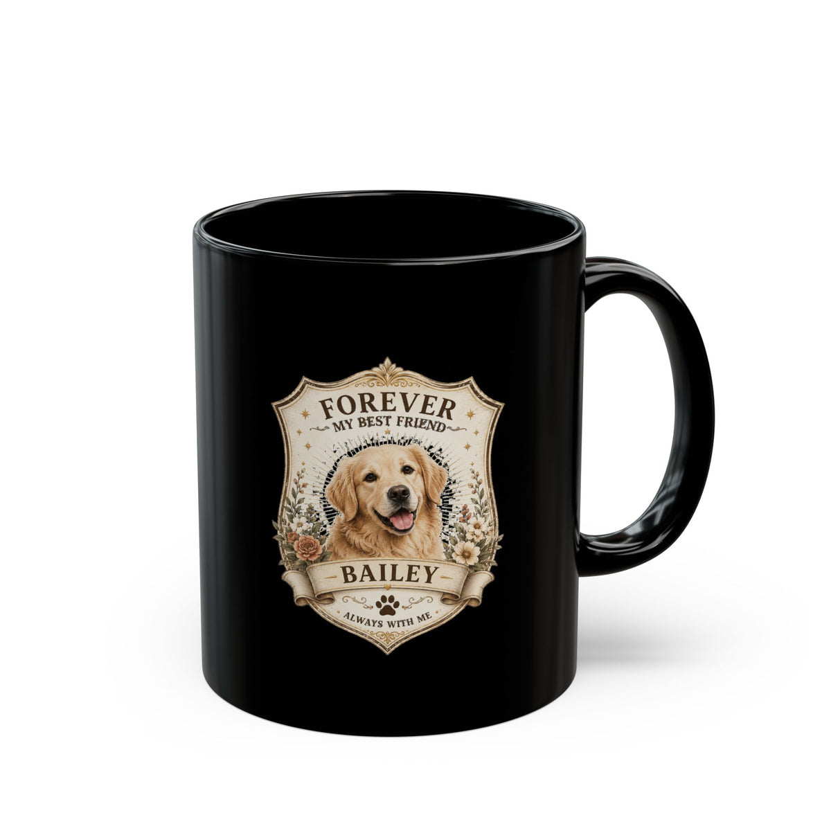 Milo Bailey Dog Dad Mom Forever My Best Friend Personalized Dog Photo Black Coffee Mug