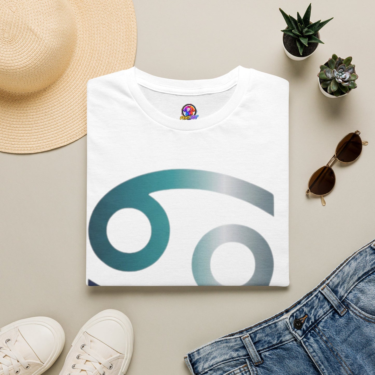 Cancer Zodiac T‑Shirt — Dripping Gradient Astrology Tee (Cancer Symbol)