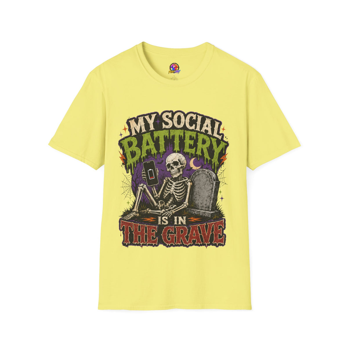 Halloween My Social Battery Unisex Softstyle T-Shirt