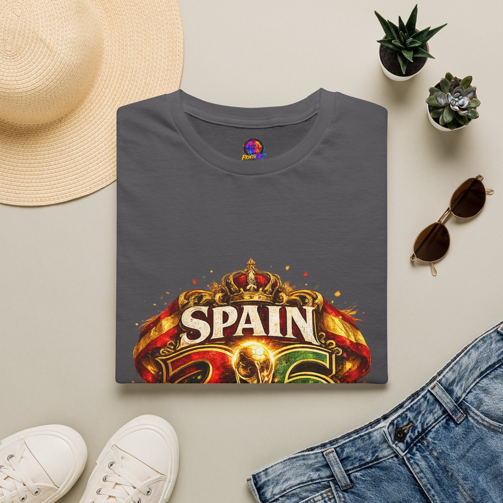 Spain 26 Graphic T-Shirt — Vintage Crowned Soccer Fan Tee