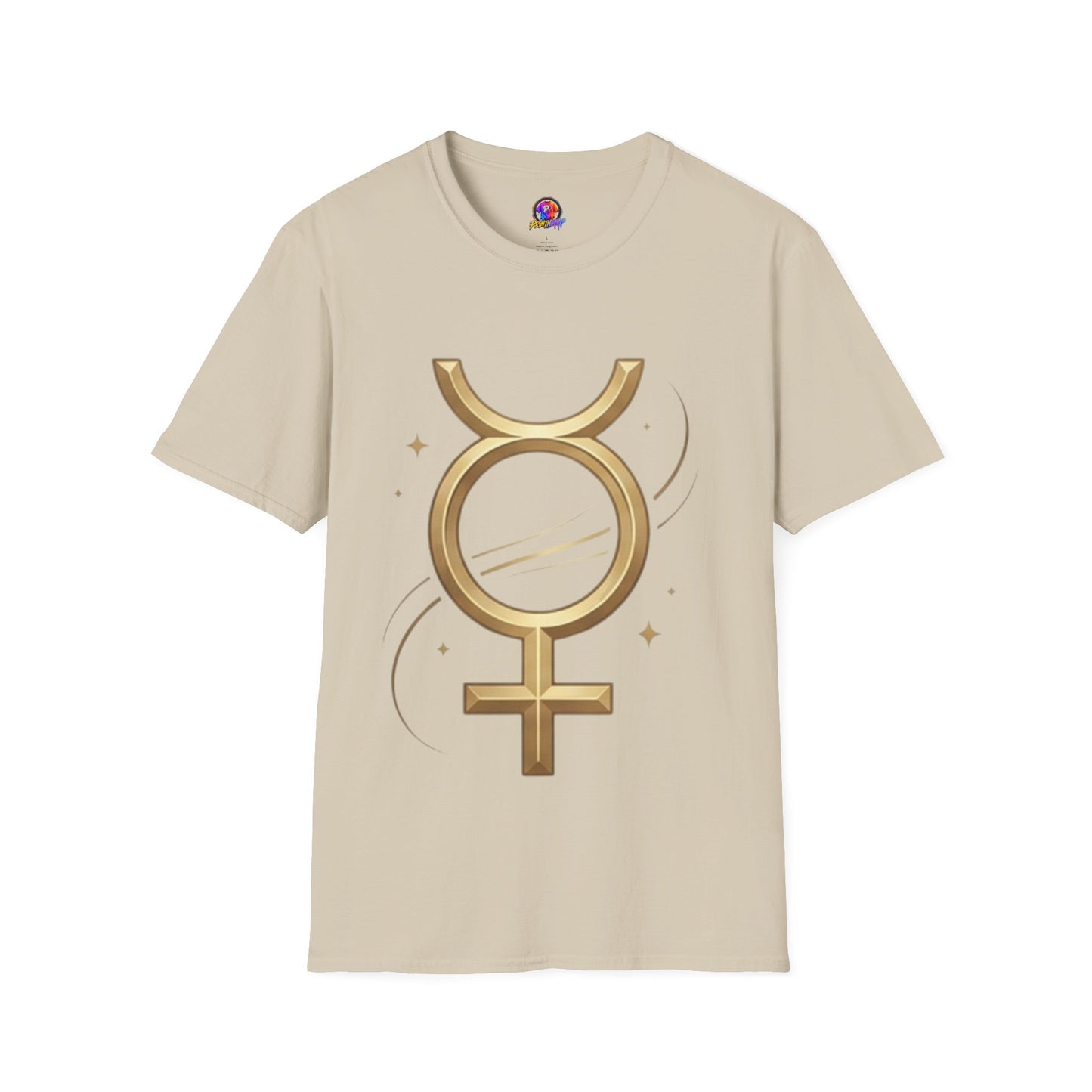 T-Shirt — Gold Mercury Astrology Symbol Tee (Mercury in Taurus)