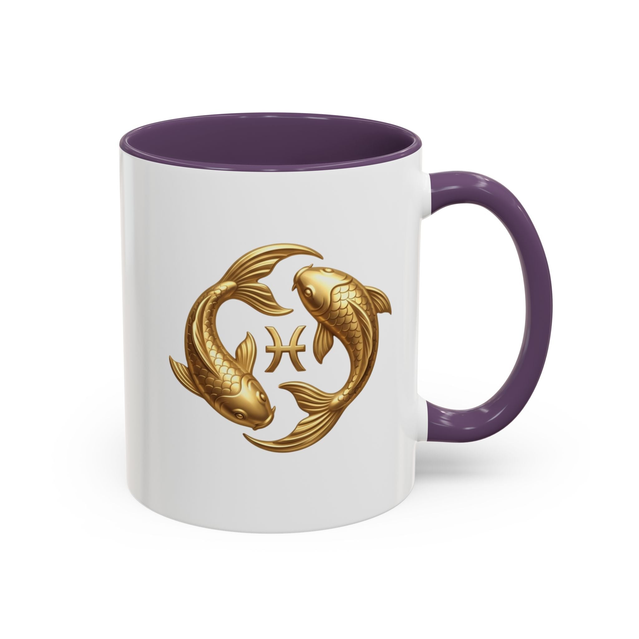 Pisces Zodiac Coffee Mug – Gold Koi Fish Horoscope Accent Mug