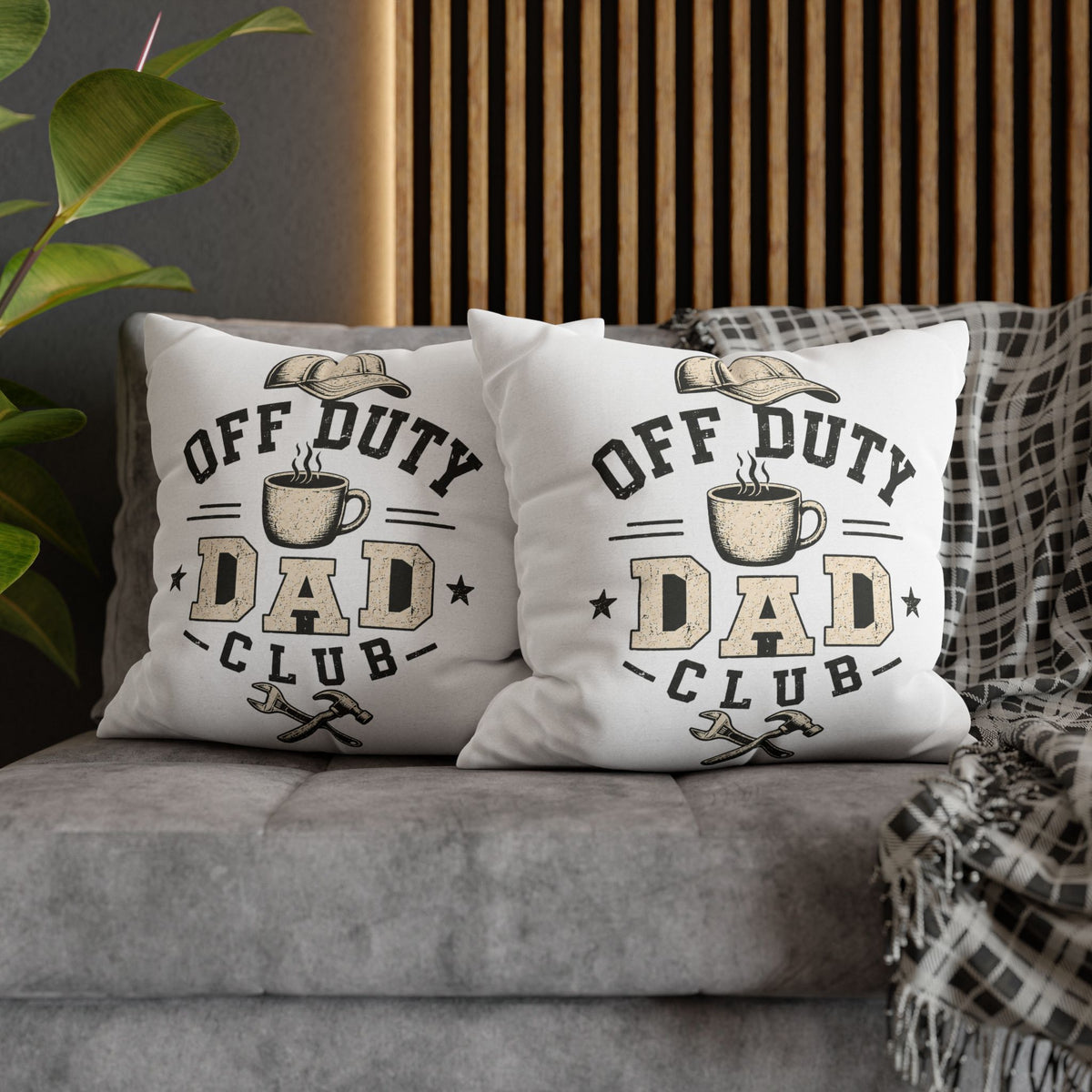 Throw Pillowcase — "Off Duty Dad Club" Decorative Pillowcase Milo Bailey Dog Dad Mom