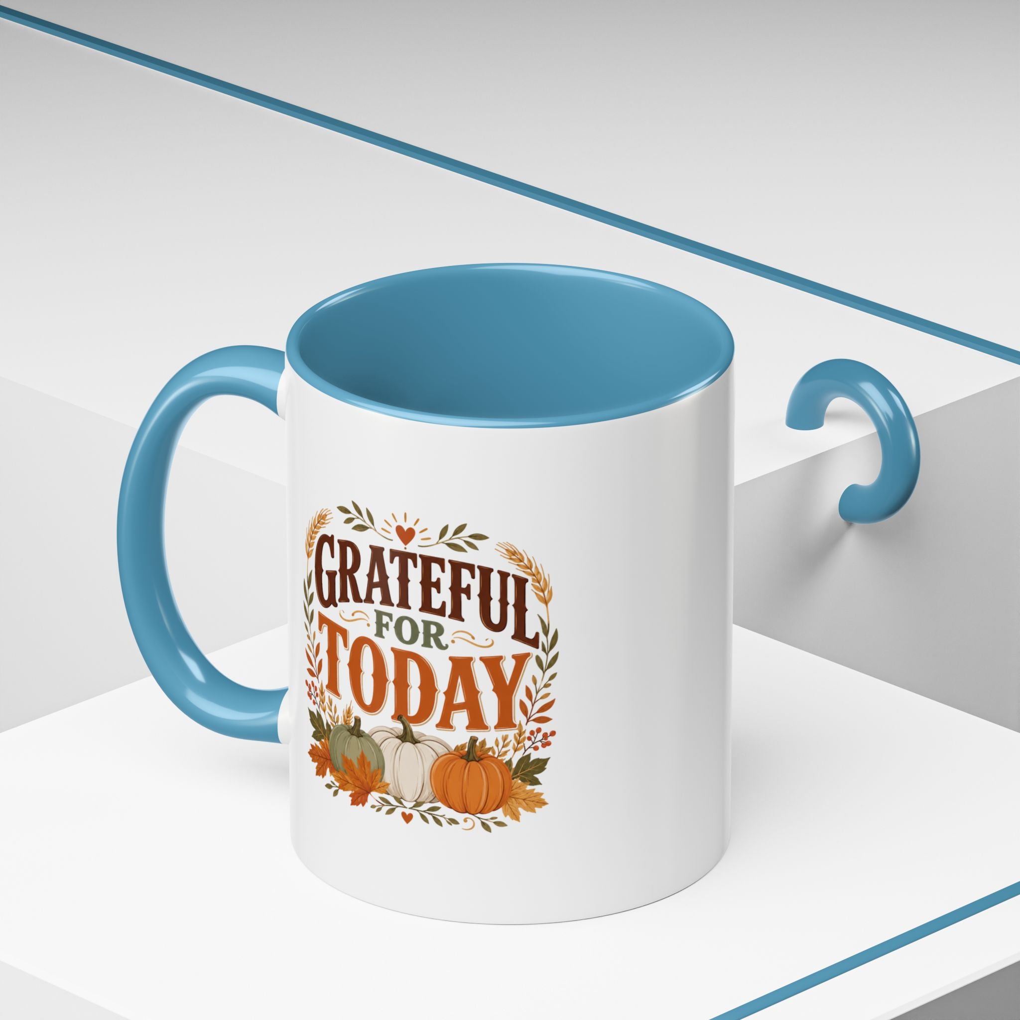 Thanksgiving Mug Grateful For Today Coffee Mug — Thanksgiving Pumpkin Fall Ceramic Accent Mug