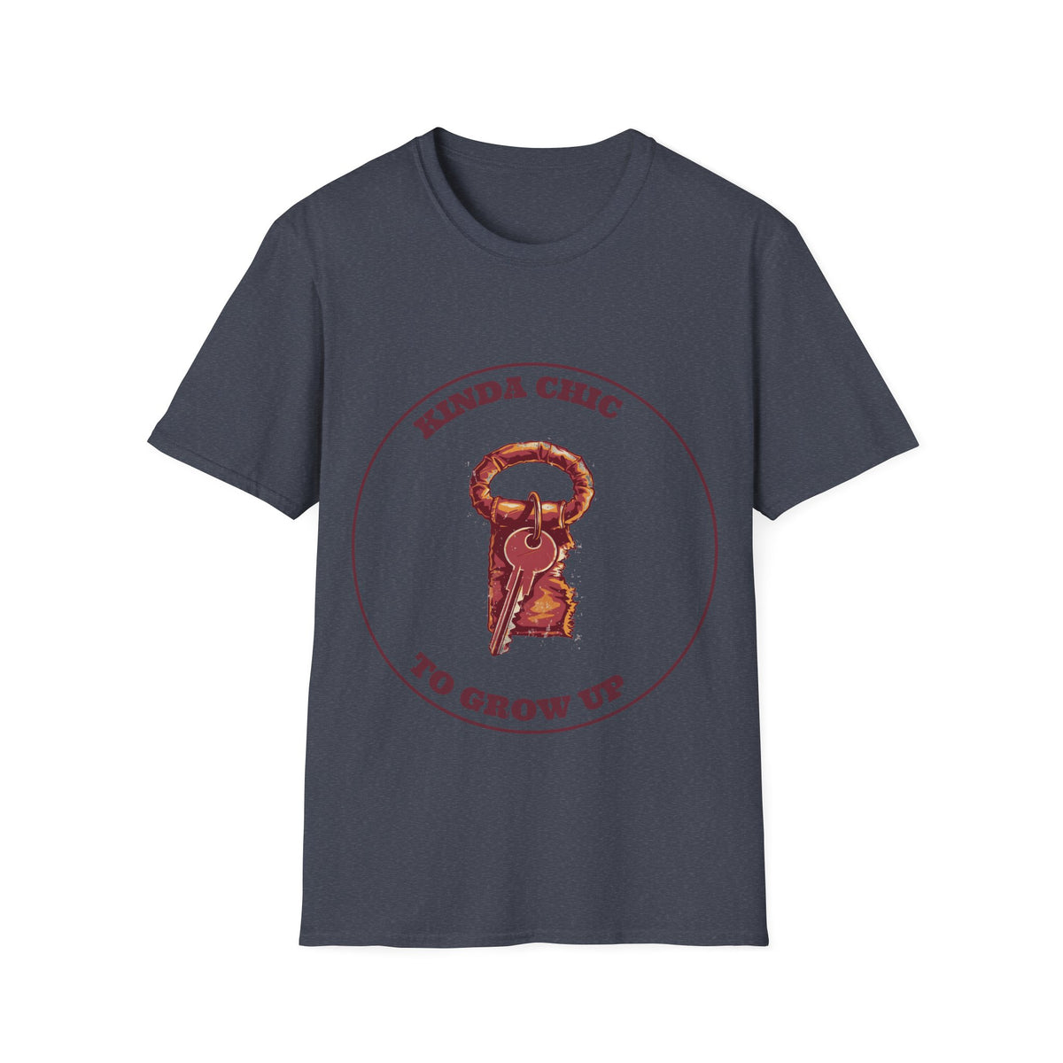 "Kinda Chic To Grow Up" Vintage Key Graphic Tee - Funny Relatable Aesthetic White T-Shirt - Trending Now - September 2026