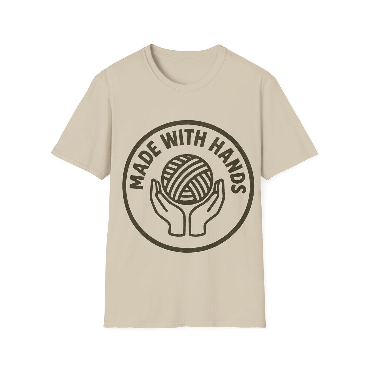 "Made With Hands" Vintage Ball of Yarn Logo Tee - Crafting Crochet Retro White T-Shirt - Trending Now - September 2026