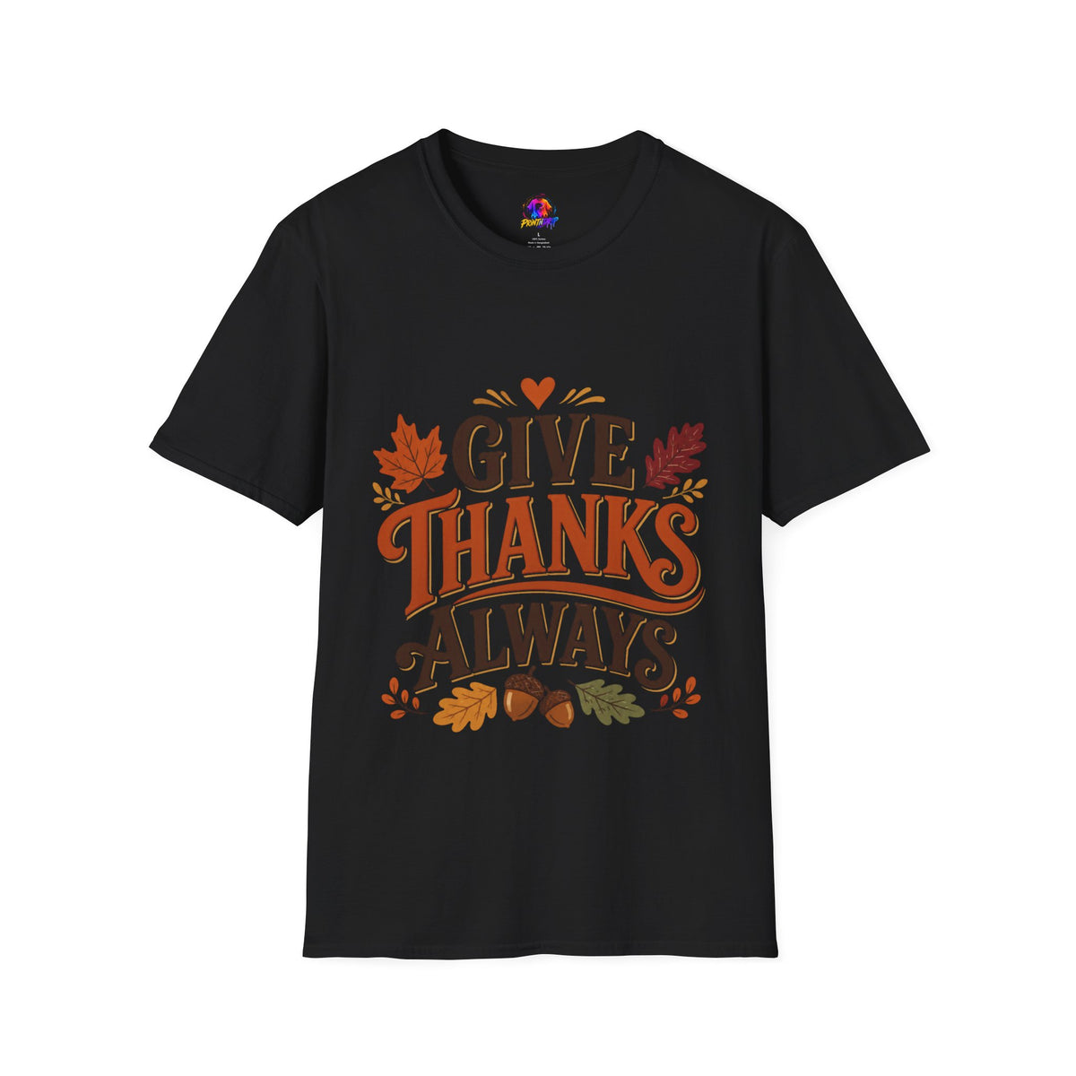 Thanksgiving T-Shirt Give Thanks Always Tee — Thanksgiving Fall Leaves Gratitude T-Shirt