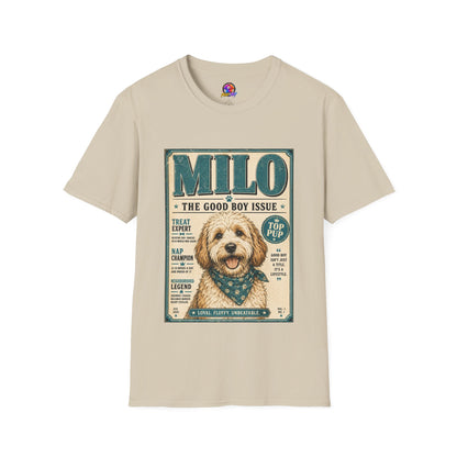 Milo 'The Good Boy Issue' Dog T‑Shirt — Vintage Puppy Magazine Design
