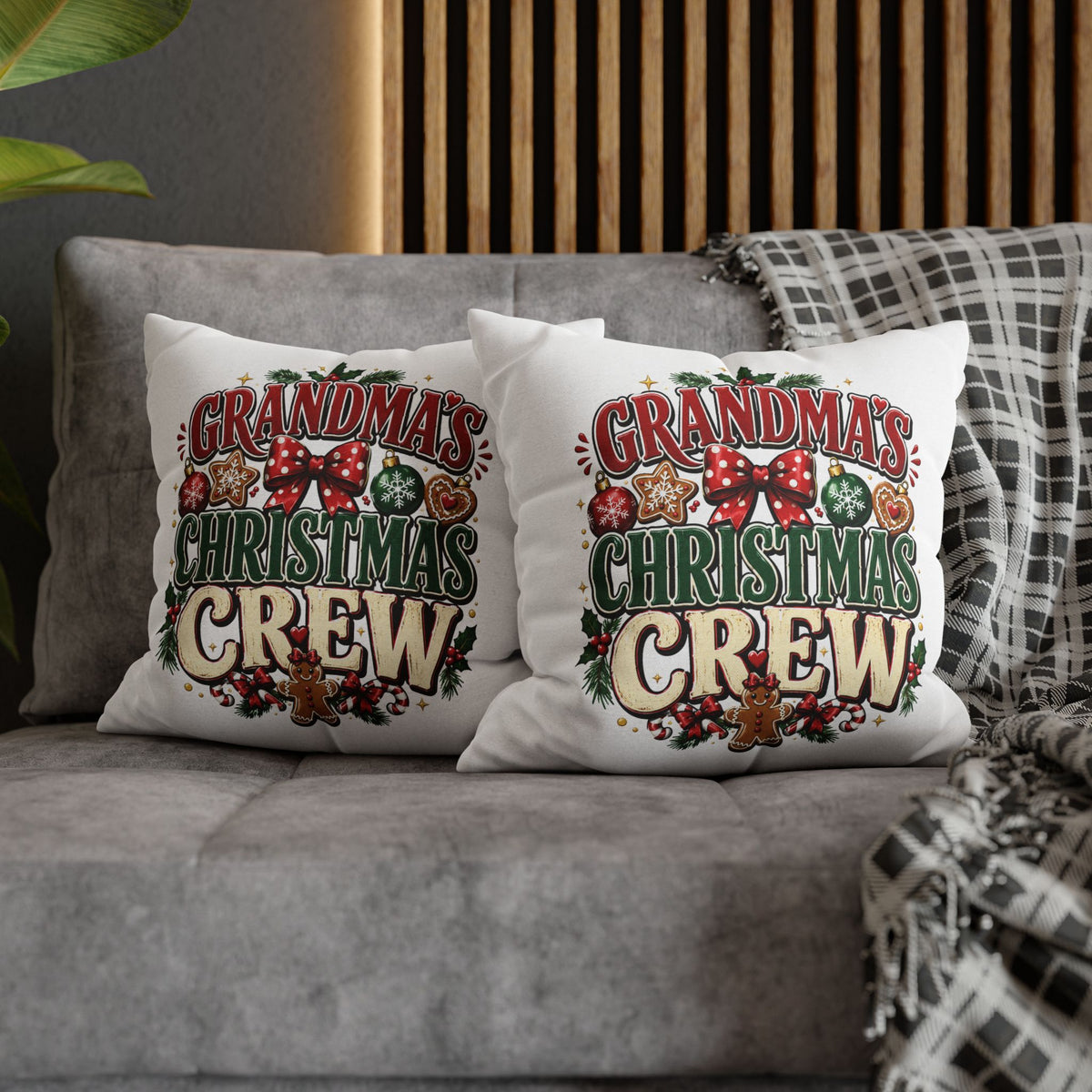 Grandma's Christmas Crew Holiday Pillowcase — Festive Family Decor