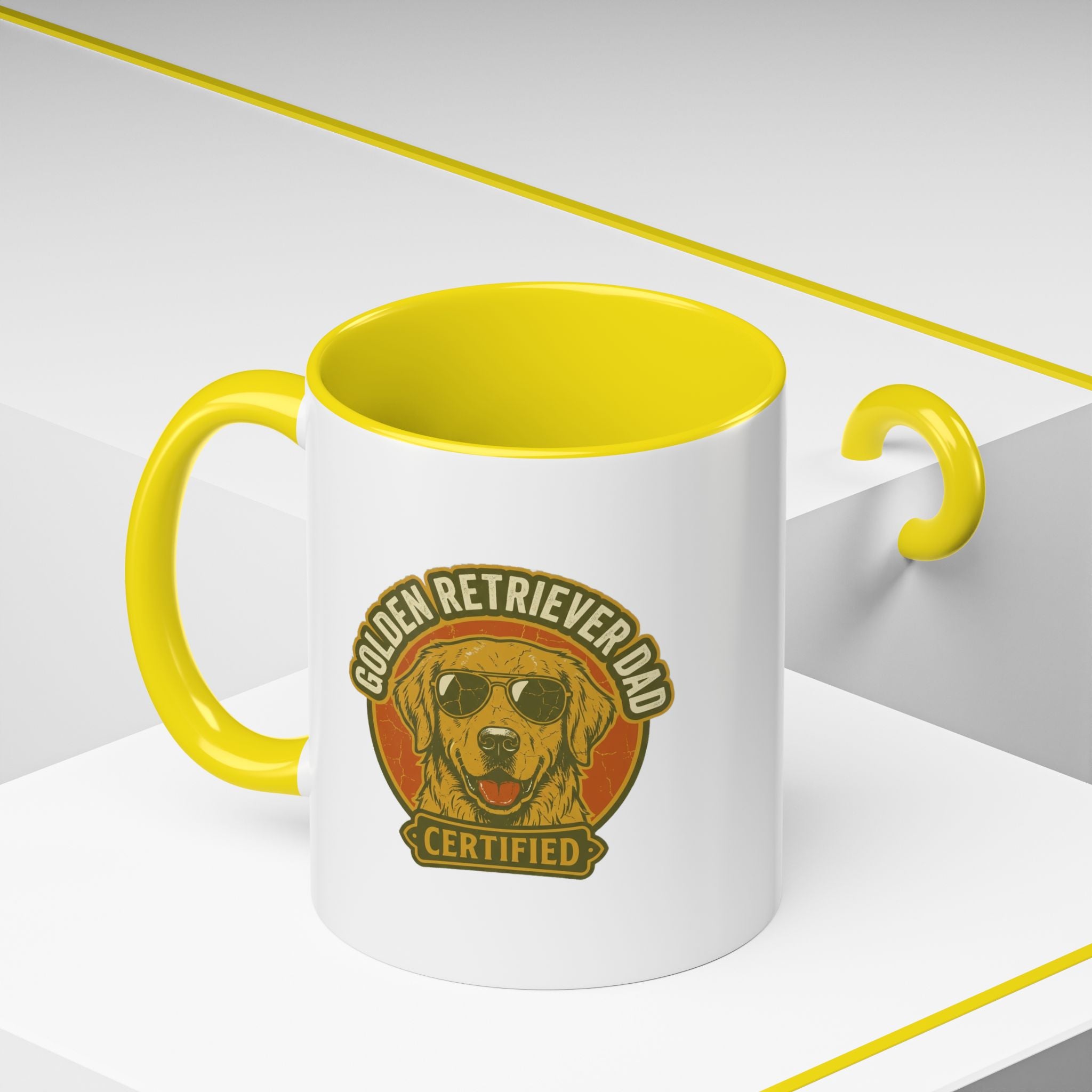 Funny Golden Retriever Dad Coffee Mug — "Certified" Dog Dad Accent Mug