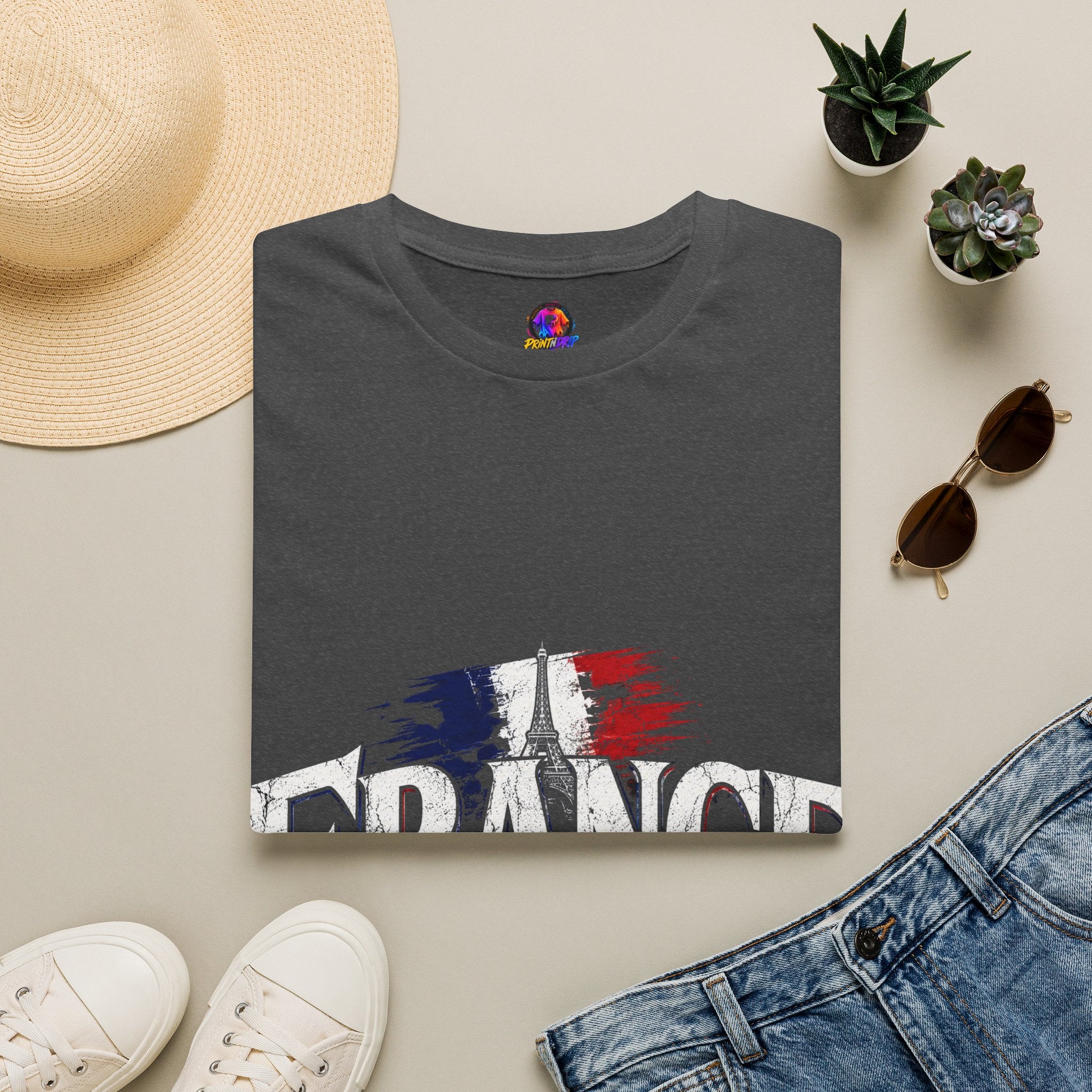 France Flag T-Shirt — Vintage Eiffel Tower French Pride Tee