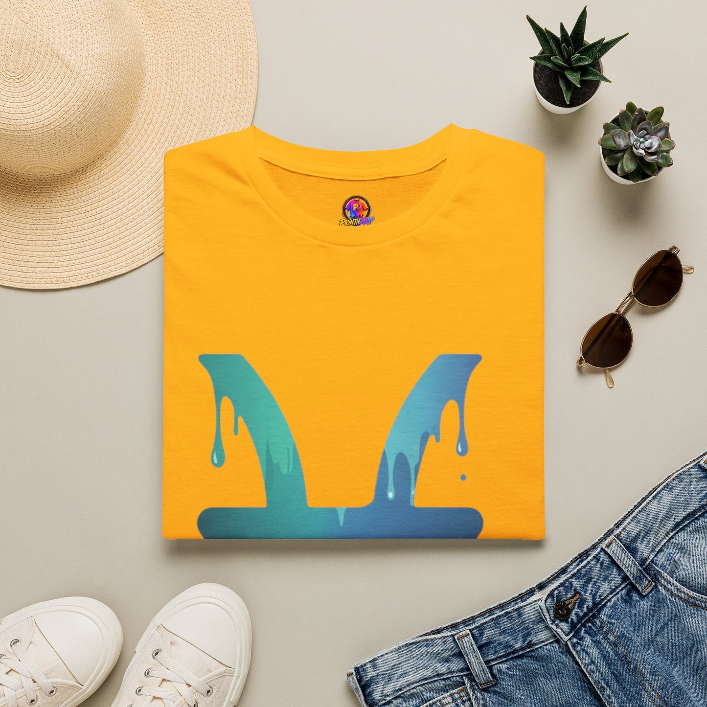 Pisces Drip Zodiac T-Shirt — Blue Gradient Astrological Tee