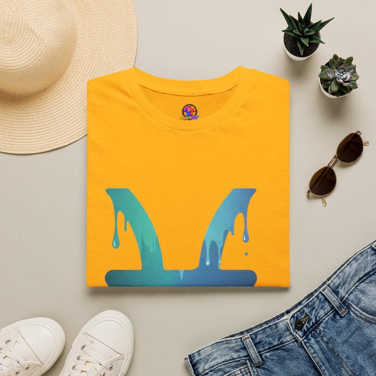 Pisces Drip Zodiac T-Shirt — Blue Gradient Astrological Tee