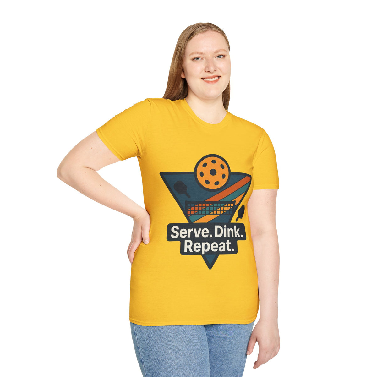 Pickleball T-Shirt — Retro Paddle & Ball Design with “Serve. Dink. Repeat.” Slogan - Trending Now - August 2026