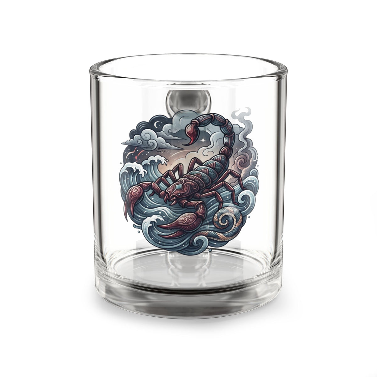 Scorpion Wave Glass Mug — 10oz Tattoo-Style Scorpio Zodiac Design
