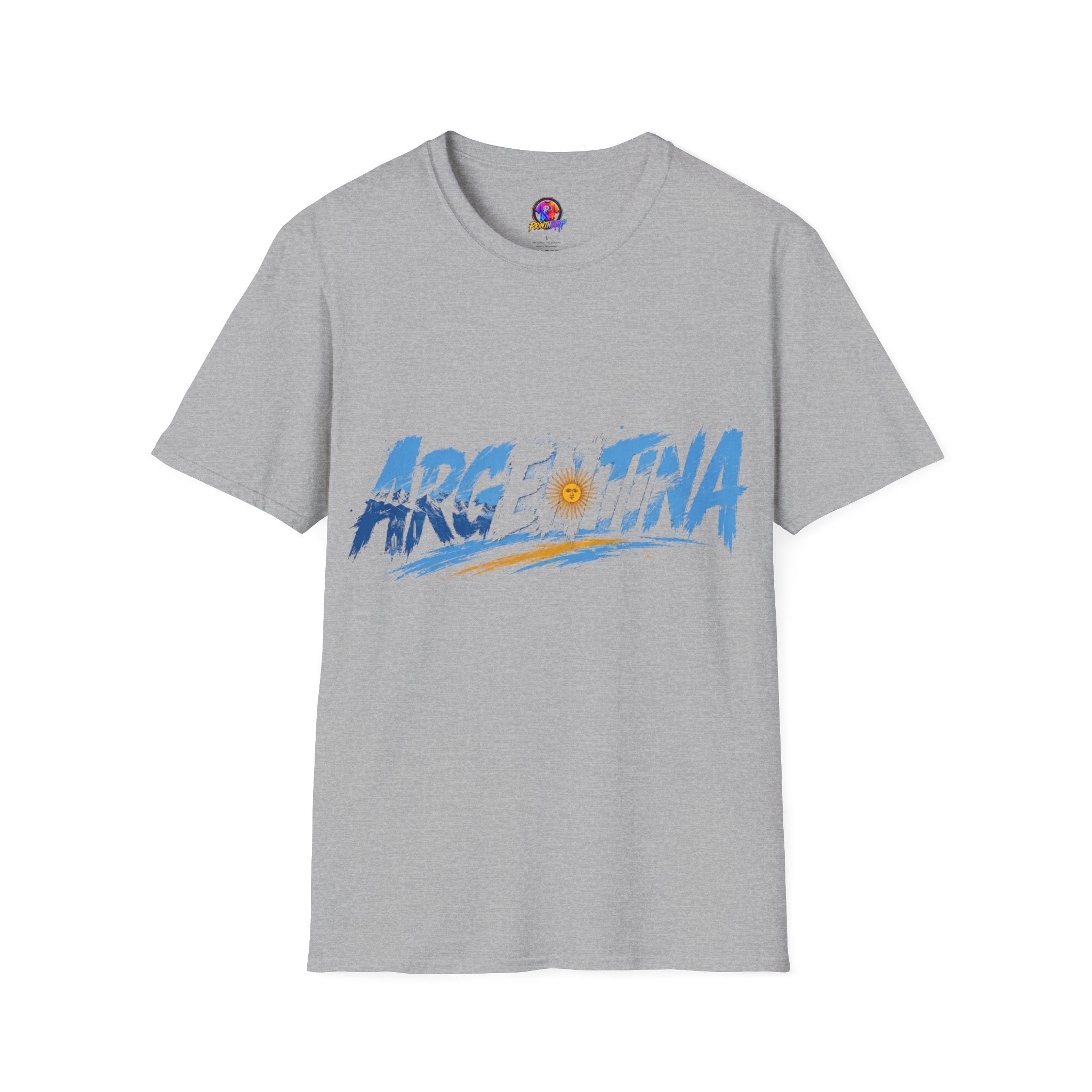 Argentina Graphic T-Shirt — Argentina Typography Tee with Sun & Flag Colors