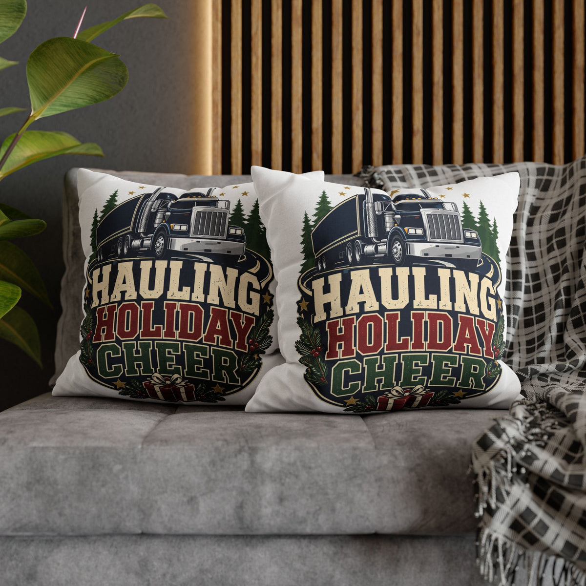 Hauling Holiday Cheer Truck Pillowcase Modern Day Christmas