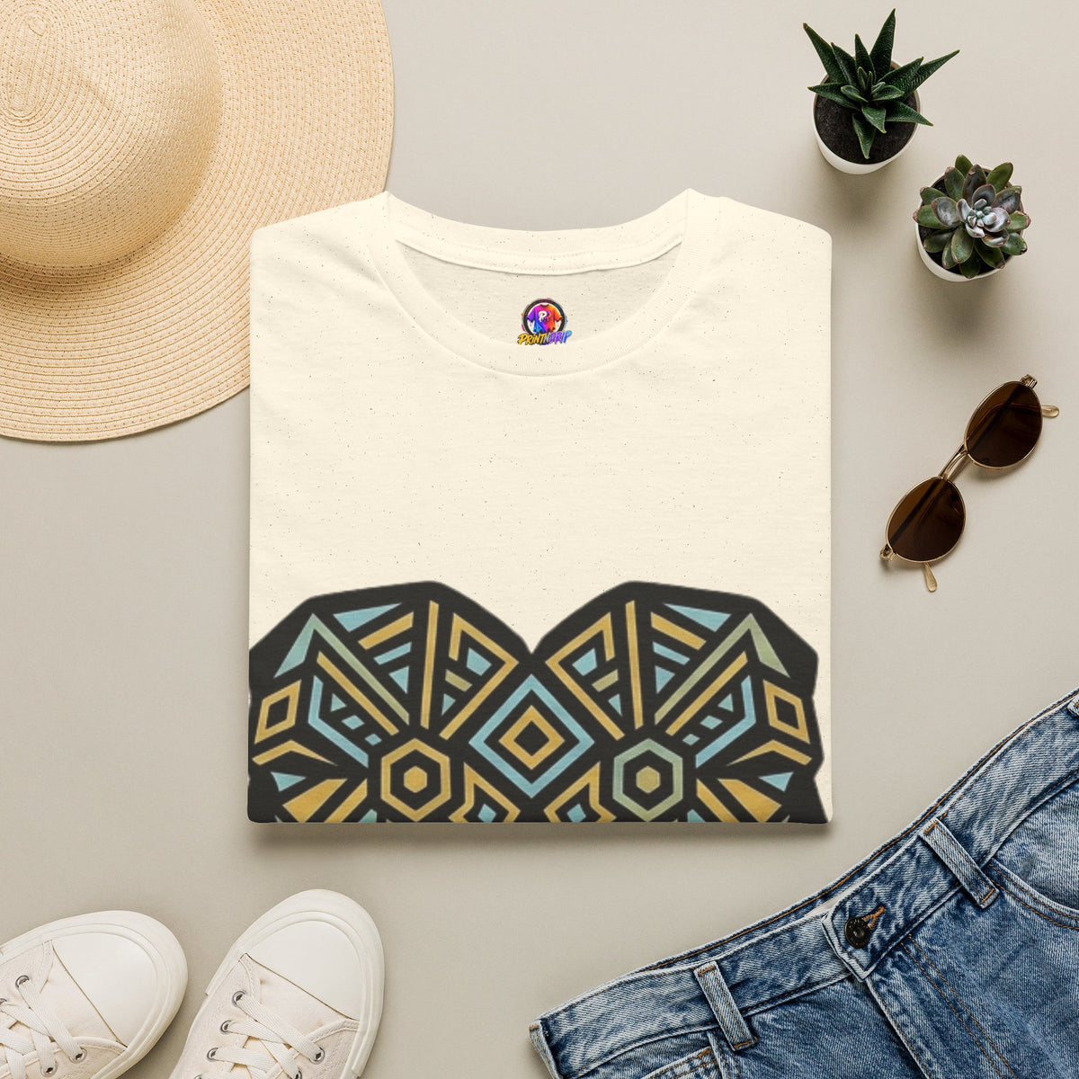 Geometric Elephant Tee — Tribal Mosaic Elephant Graphic T-Shirt