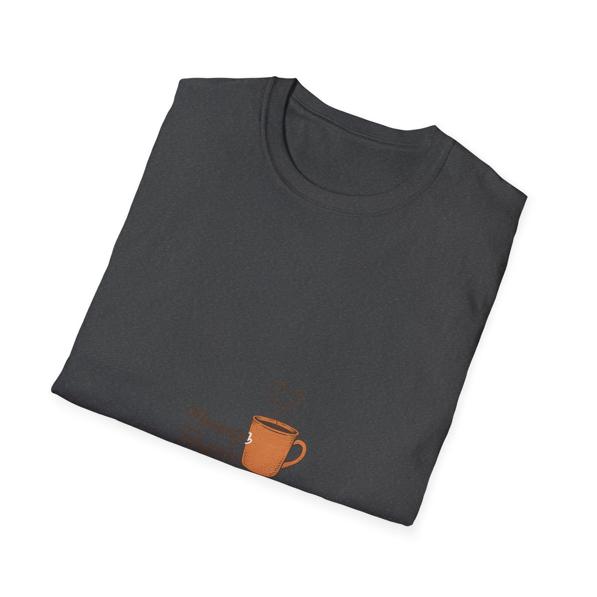 Morning Powered By Coffee Graphic Tee, Cute Caffeine Heart Mug T-Shirt - Trending Now - September 2026